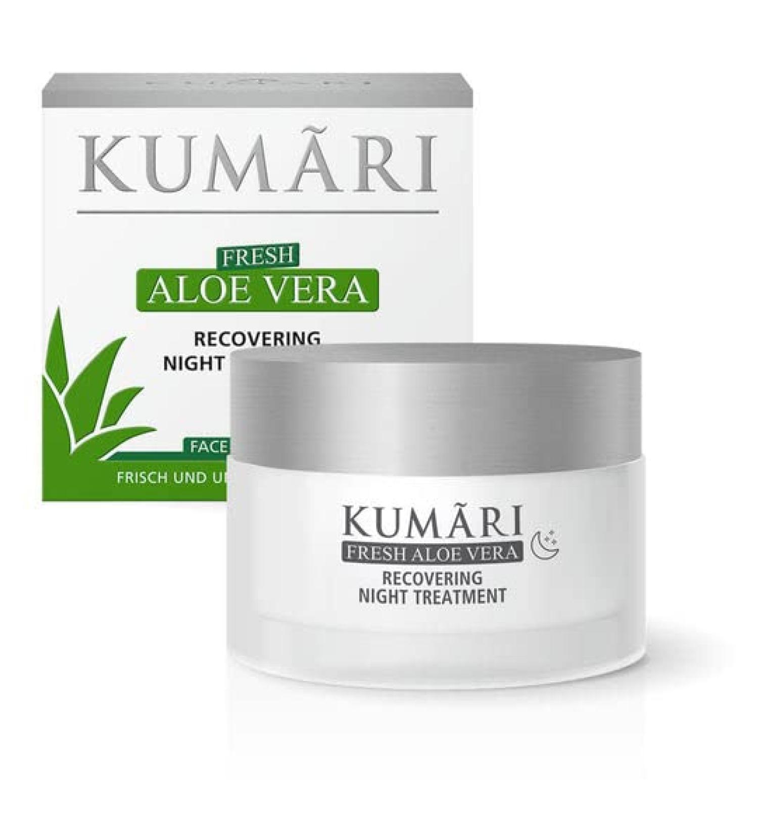 KUMARI Recovering Night Treatment Night cream with aloe vera hyaluronic and shea butter for regeneration and antiaging face cream with 76 undiluted organic aloe vera plant juice 50 ml - Buy Online on GoSupps.com