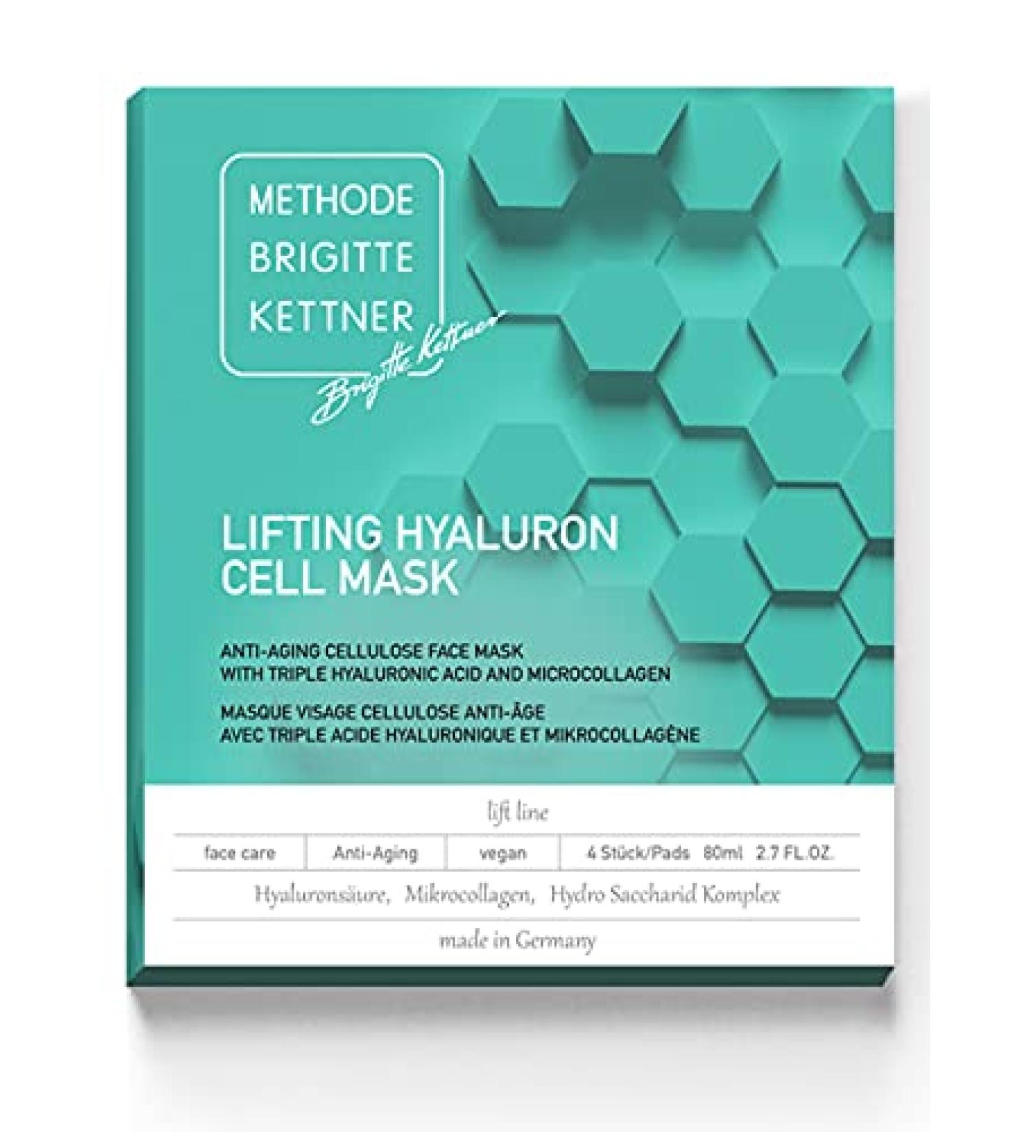 Lifting Hyaluron Cell Mask 4 Set - 3 -way hyaluronic acid Face mask |smoothes and hydrated |Anti-aging active ingredient complex |Vegan |With hyaluronic acid hydro saccharides complex and micro -collages