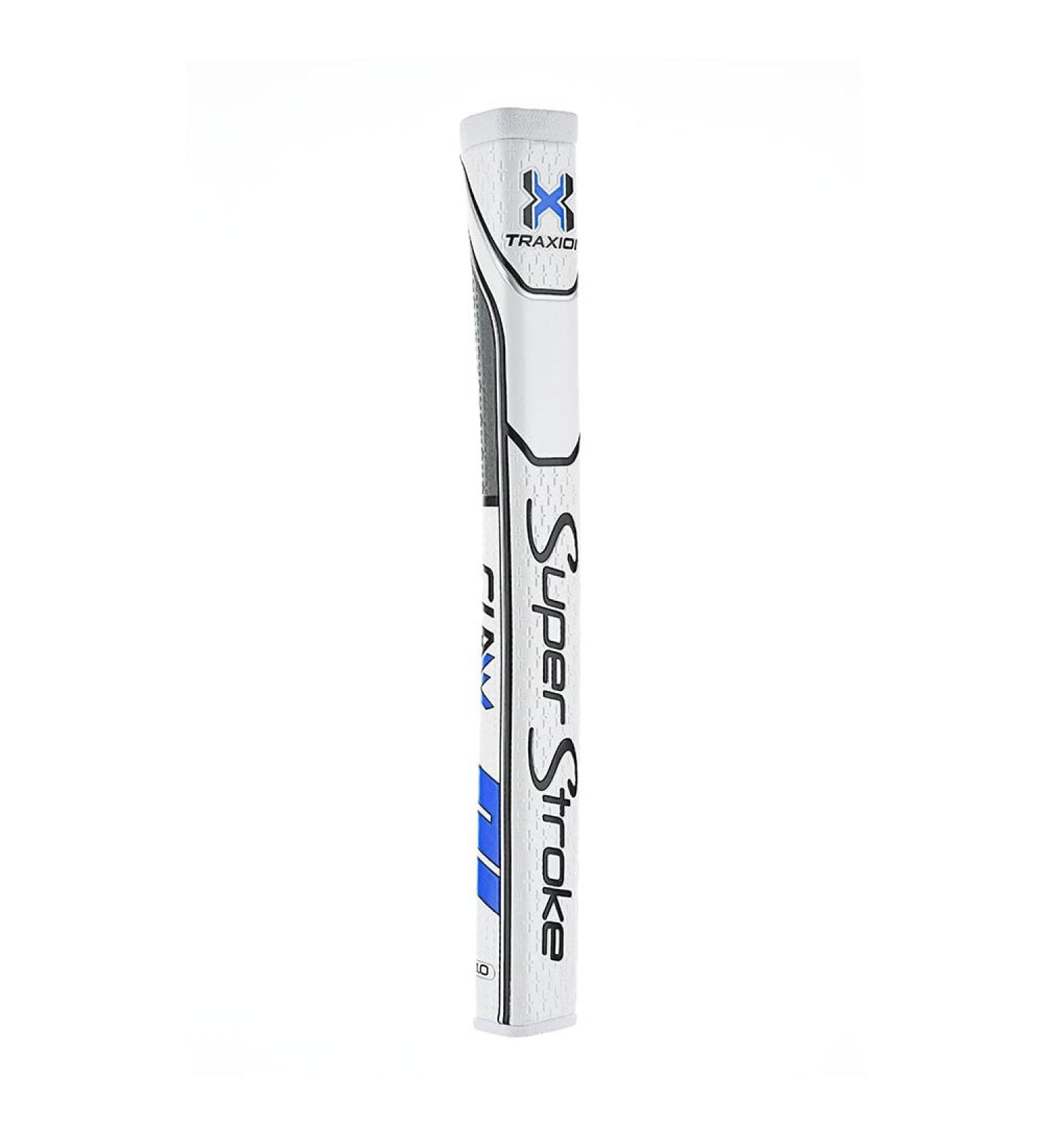 SuperStroke Traxion Claw Golf Putter Grip - Advanced Surface Texture - Improve Feedback and Tack - Minimize Grip Pressure - Parallel Design - Tech-Port Claw 2.0 White/Blue - Buy Online on GoSupps.com