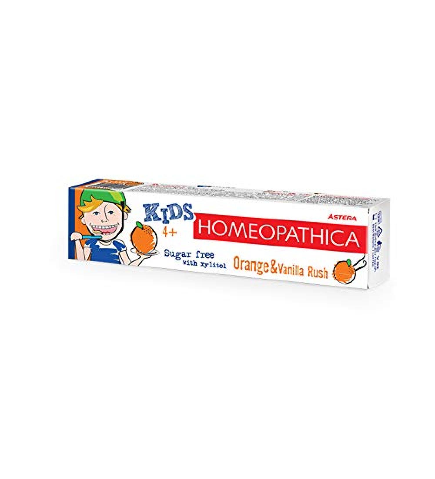 ASTERA Homeopathica KIDS Toothpaste (4+) - Orange Vanilla & Milk Flavor - 50 ml | International Shipping Available - Buy Online on GoSupps.com