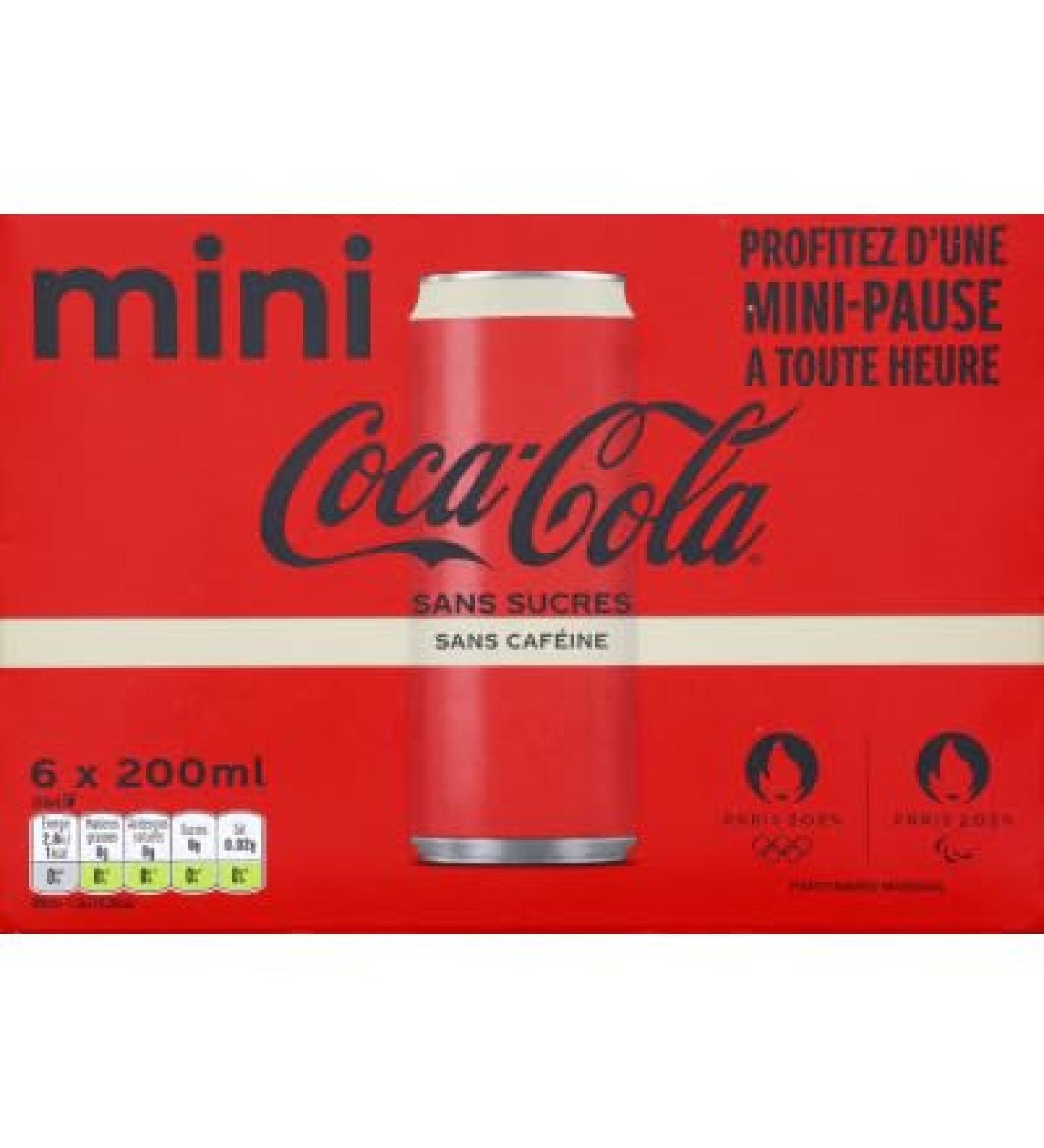 Coca-Cola Slim Mini Cans without sugar and caffeine - Box of 6x20cl