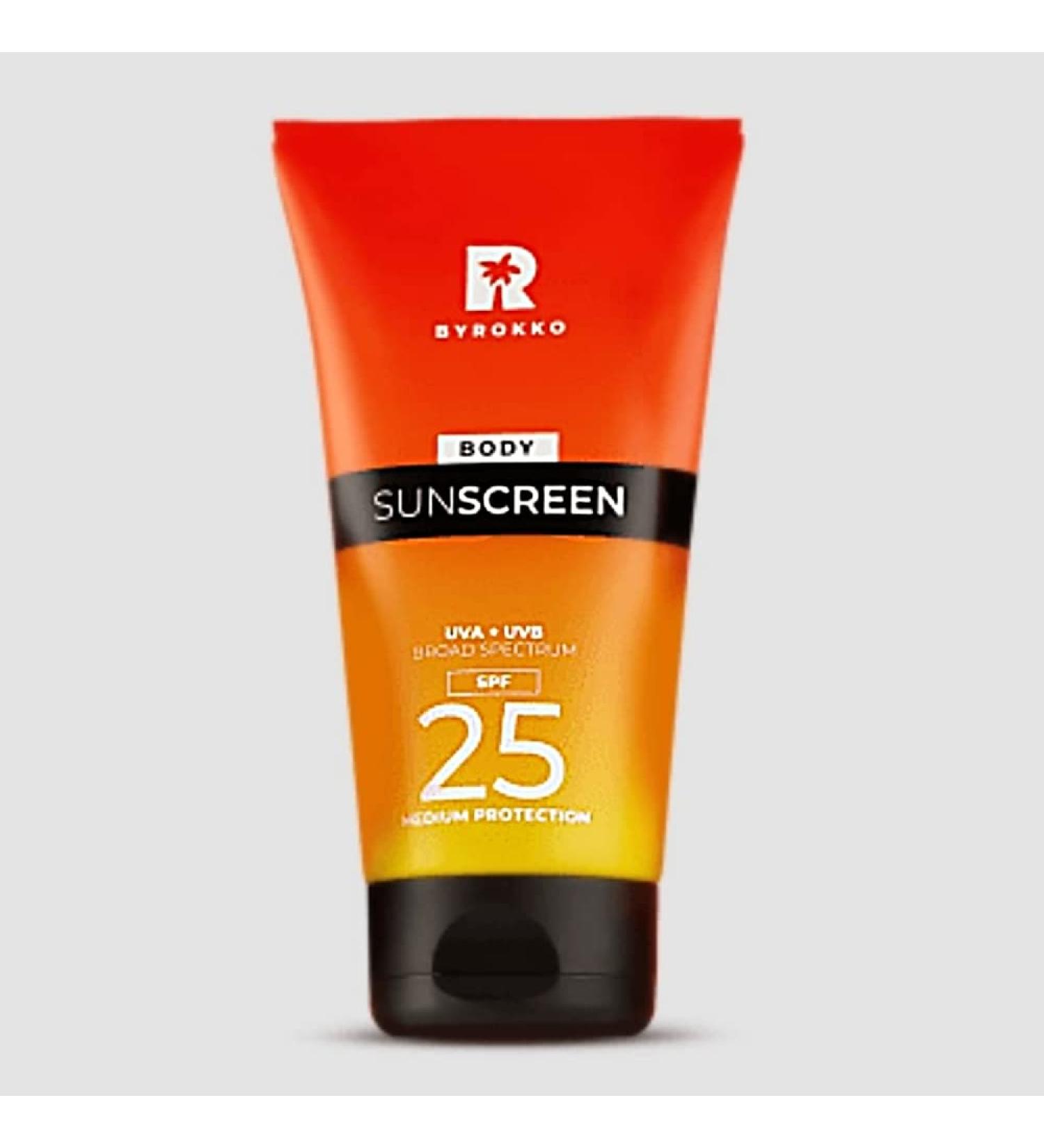 BYROKKO Body Sunscreen SPF 25 150ml | UVA/UVB Protection Cream for Tanners with Light, Fair, and Sensitive Skin - Buy Online on GoSupps.com