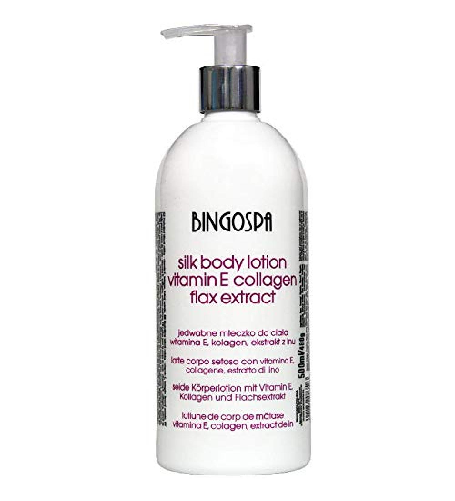 Silk Body Lotion with Flax Vitamin E & Collagen - 500 ml Moisturizer | BINGOSPA - Buy Online on GoSupps.com