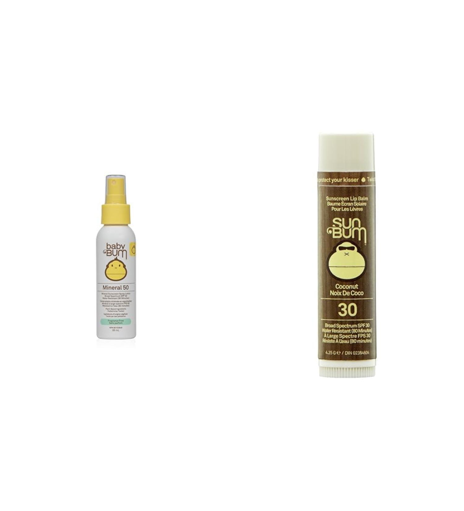 Sun Bum Baby Bum Spf 50 Sunscreen Spray | Mineral Uva/uvb Face and Body Protection & Sunscreen Lip Balm Coconut Spf 30 Coconut 4.25G - Buy Online on GoSupps.com