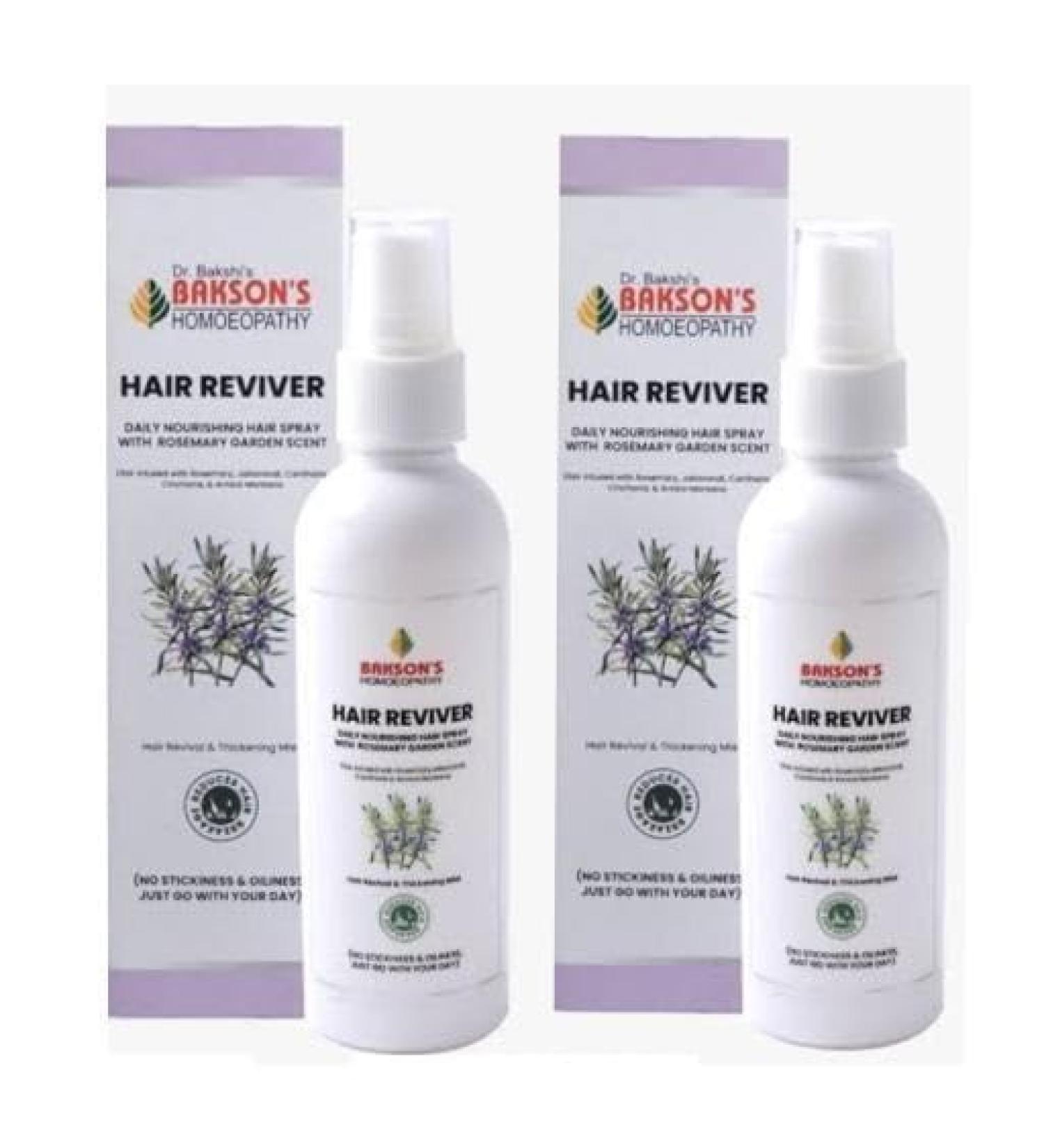 (Pack of 2) Dr Bakshi's Bakson Hair Reviver Sprey (100ml Each) UNISEX - by pharmacylife Clear - Buy Online on GoSupps.com