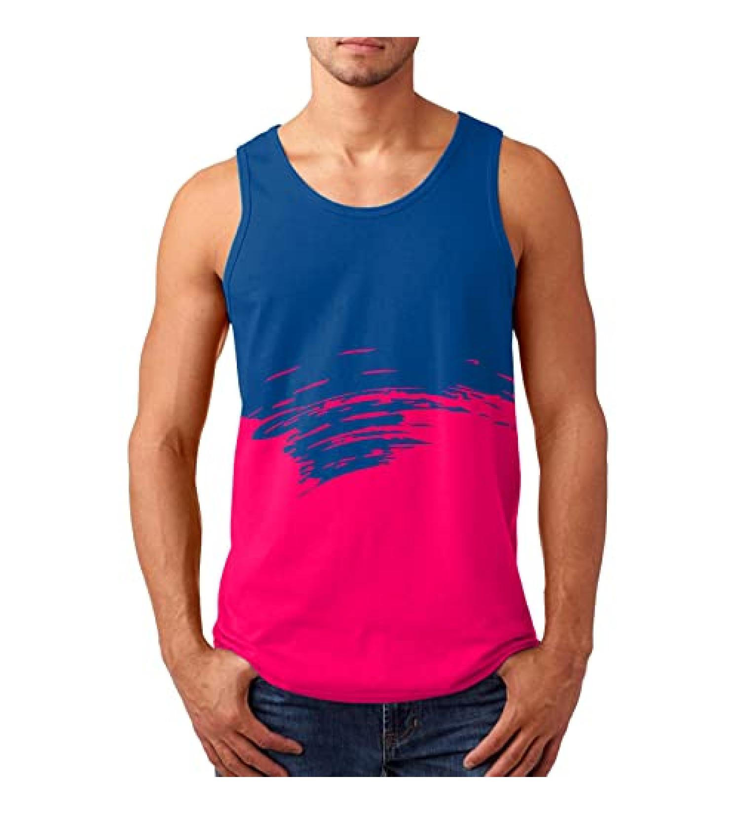 Men's Hawaiian Print Tank Top - XX-Large Blue | Sleeveless Summer Vacation Shirt - Buy Online on GoSupps.com