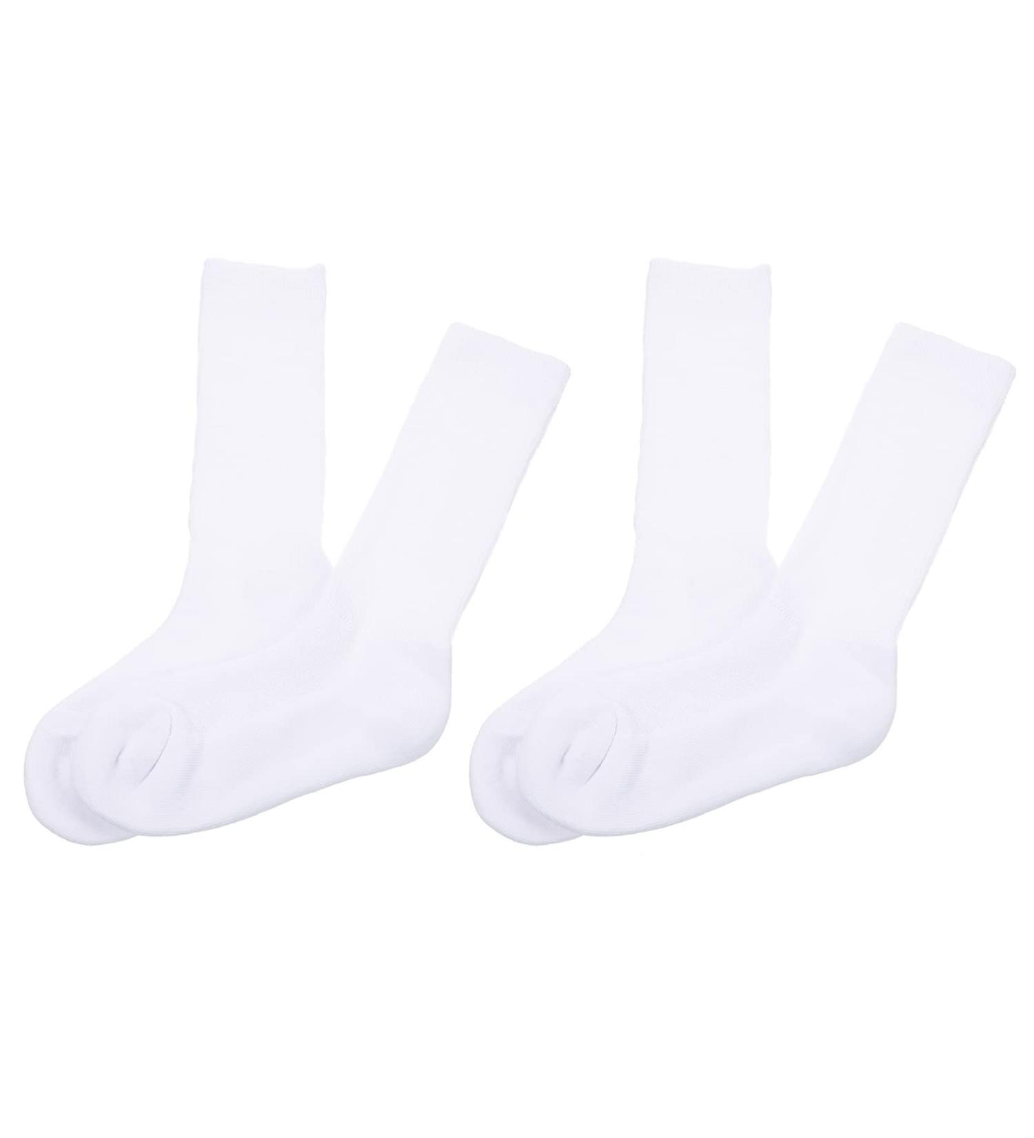 Healvian Long Diabetic Socks - 2 Pairs Anti-Odor Crew Sports Socks for Elderly Nursing - White for Women and Men - Buy Online on GoSupps.com