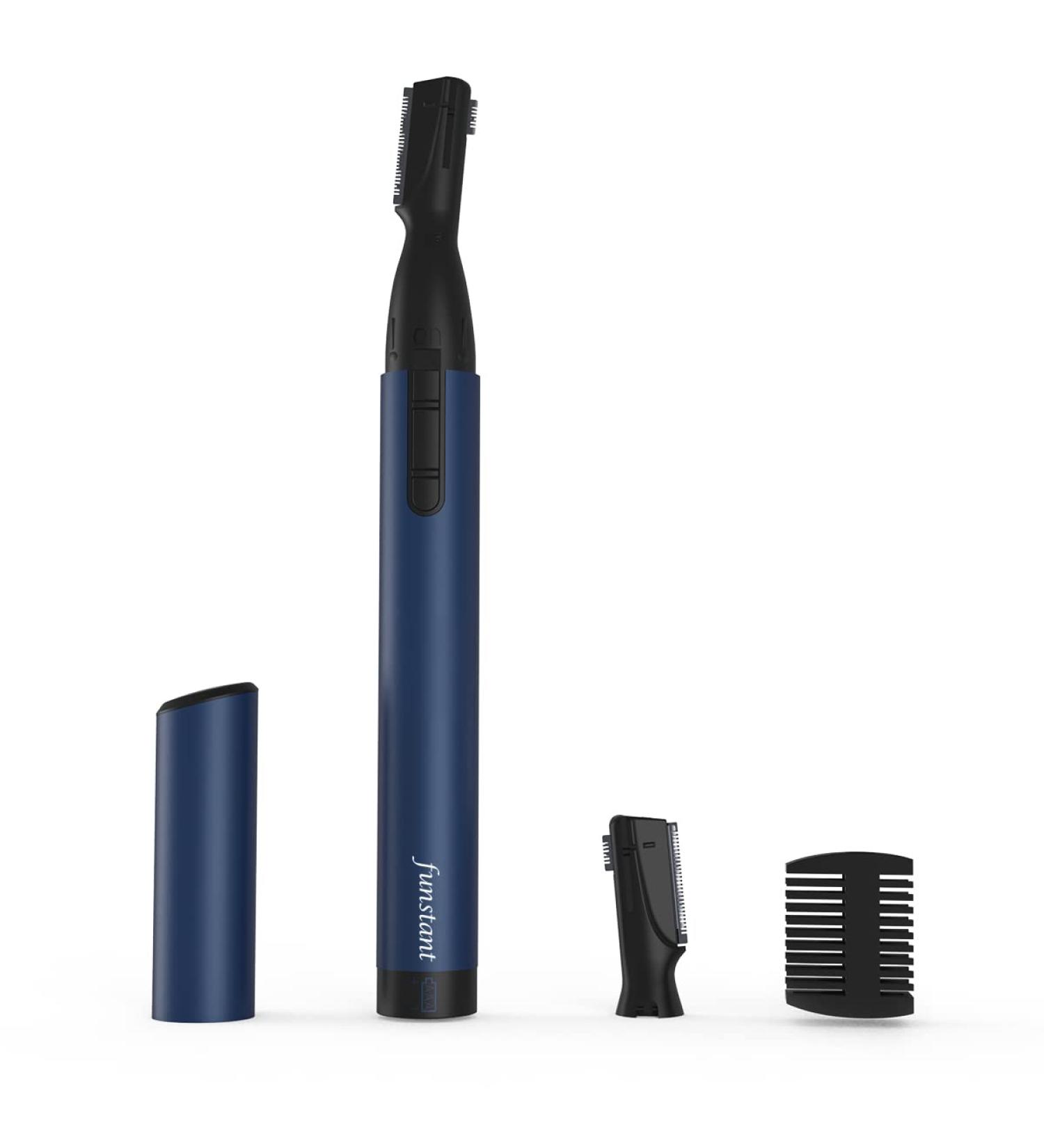 Upgraded Precision Eyebrow Trimmer - Battery-Operated Electric Razor & Grooming Tool in Navy Blue | No Pulling Sensation - Buy Online on GoSupps.com