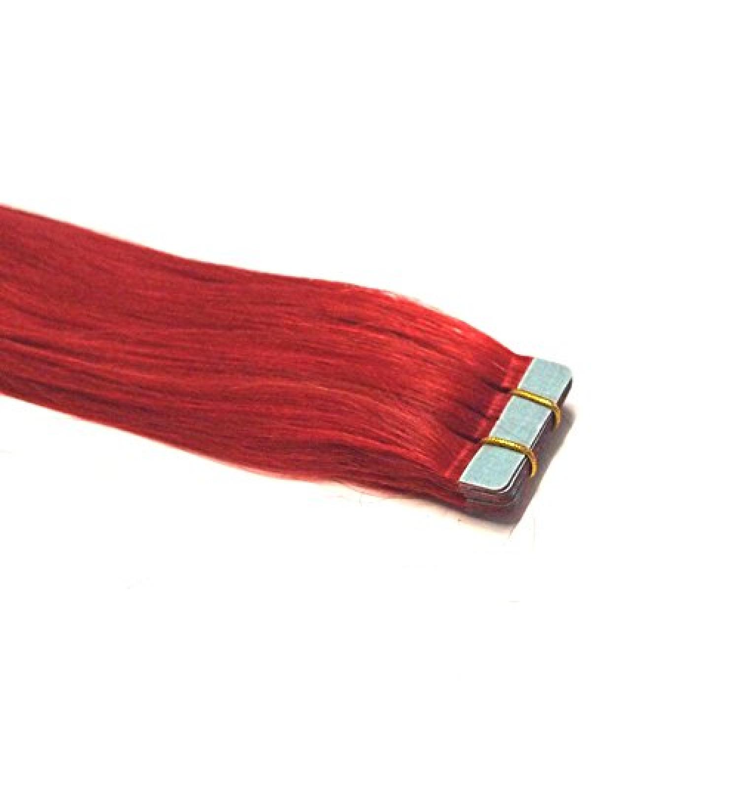 Tape In/On 100% Human Hair Remy Hair Extensions Hair Extension 2.5g / Weft (50cm - 10 Wefts- #Red)