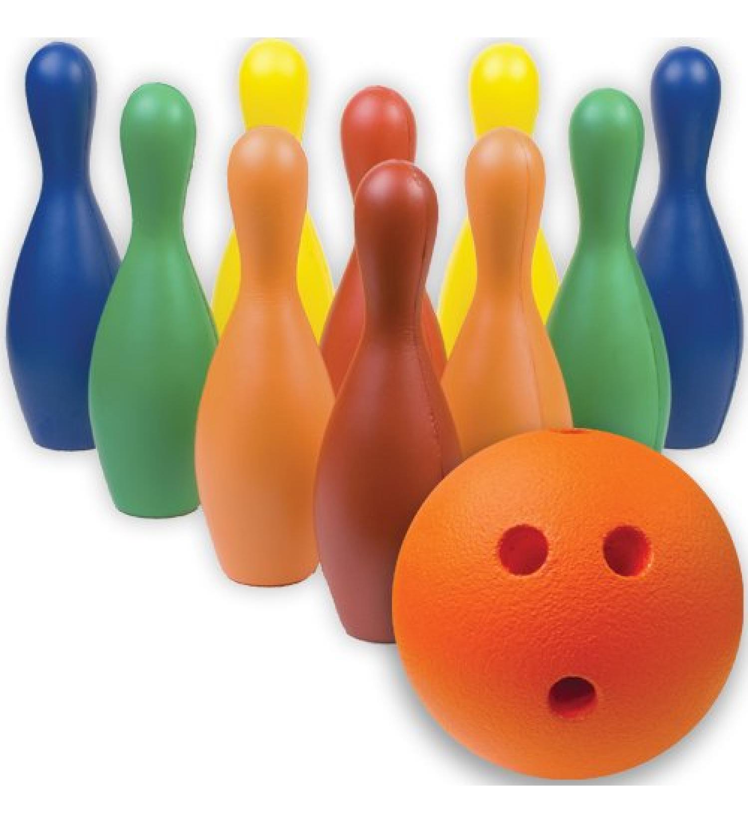 Multi-Color Foam Bowling Pin Set w/Ball