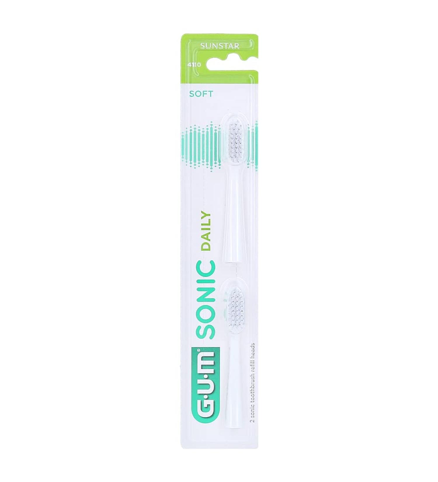 GUM SONIC DAILY replacement brush heads white 2 pieces