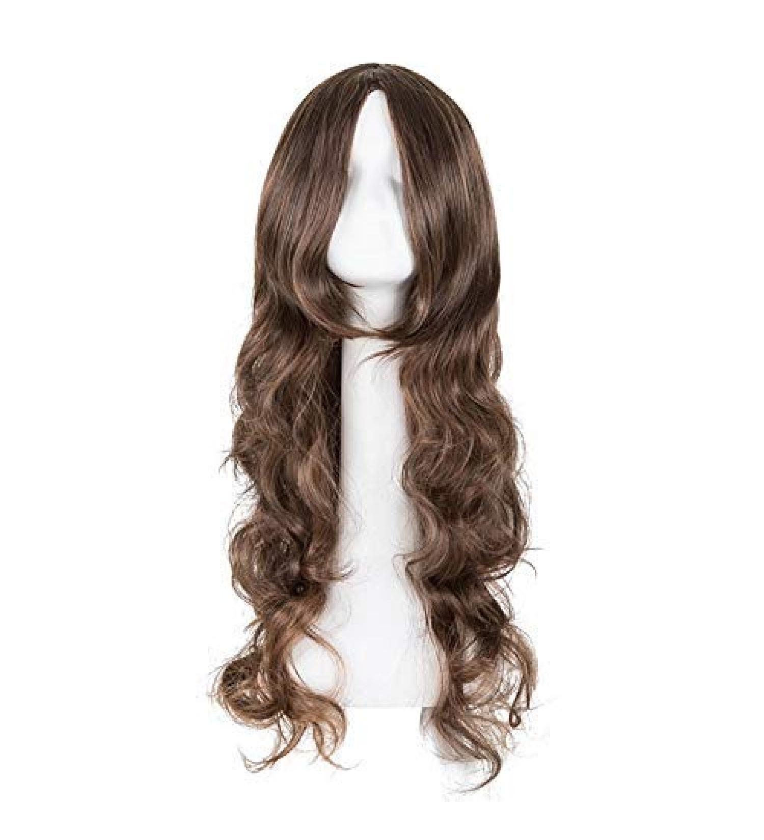 Lfmdjf Curly Wigs Synthetic Heat Resistant Long Dark Brown Hair 8 Inches Women Female Halloween Carnival Hairpiece 26inches 1b/30HL 1B/30HL