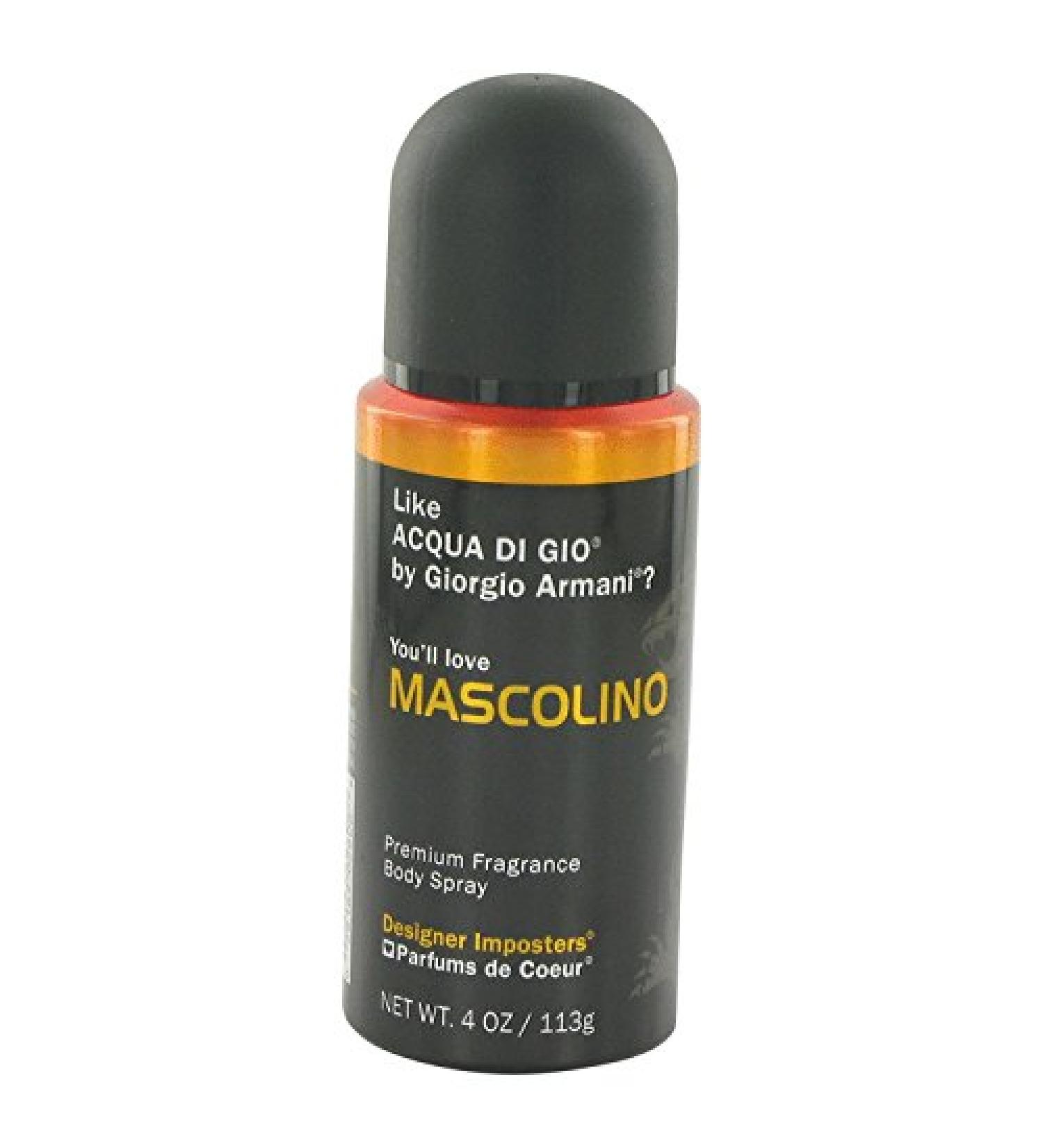Designer Imposters Mascolino By PARFUMS DE COEUR FOR MEN 4 oz Body Spray 4 Ounce (Pack of 1)
