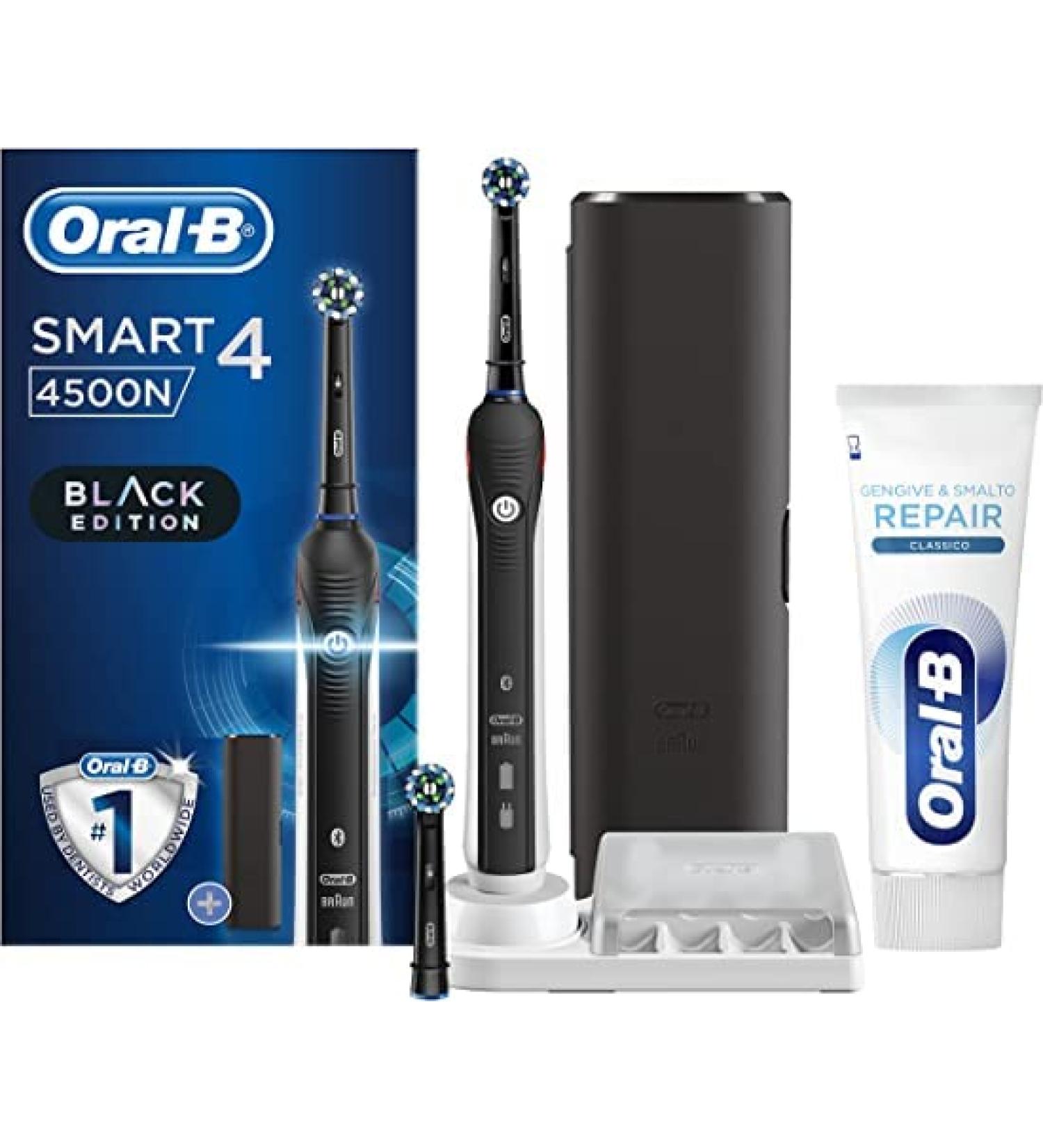 Oral-B rechargeable electric toothbrush Smart 4 4500 Crossaction black 2 brush heads travel case + toothpaste oral-B gums & classic repair nail polish.1 toothbrush 1 toothpaste
