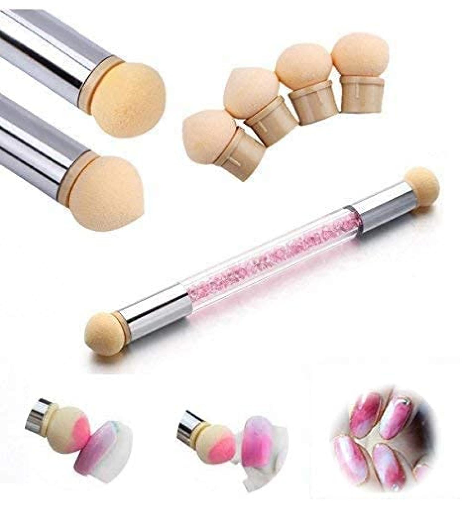 Double Head Ombre Sponge Stick for Nail Art | 4 Replacement Heads & Pigment Brushes | Shop Internationally - Buy Online on GoSupps.com