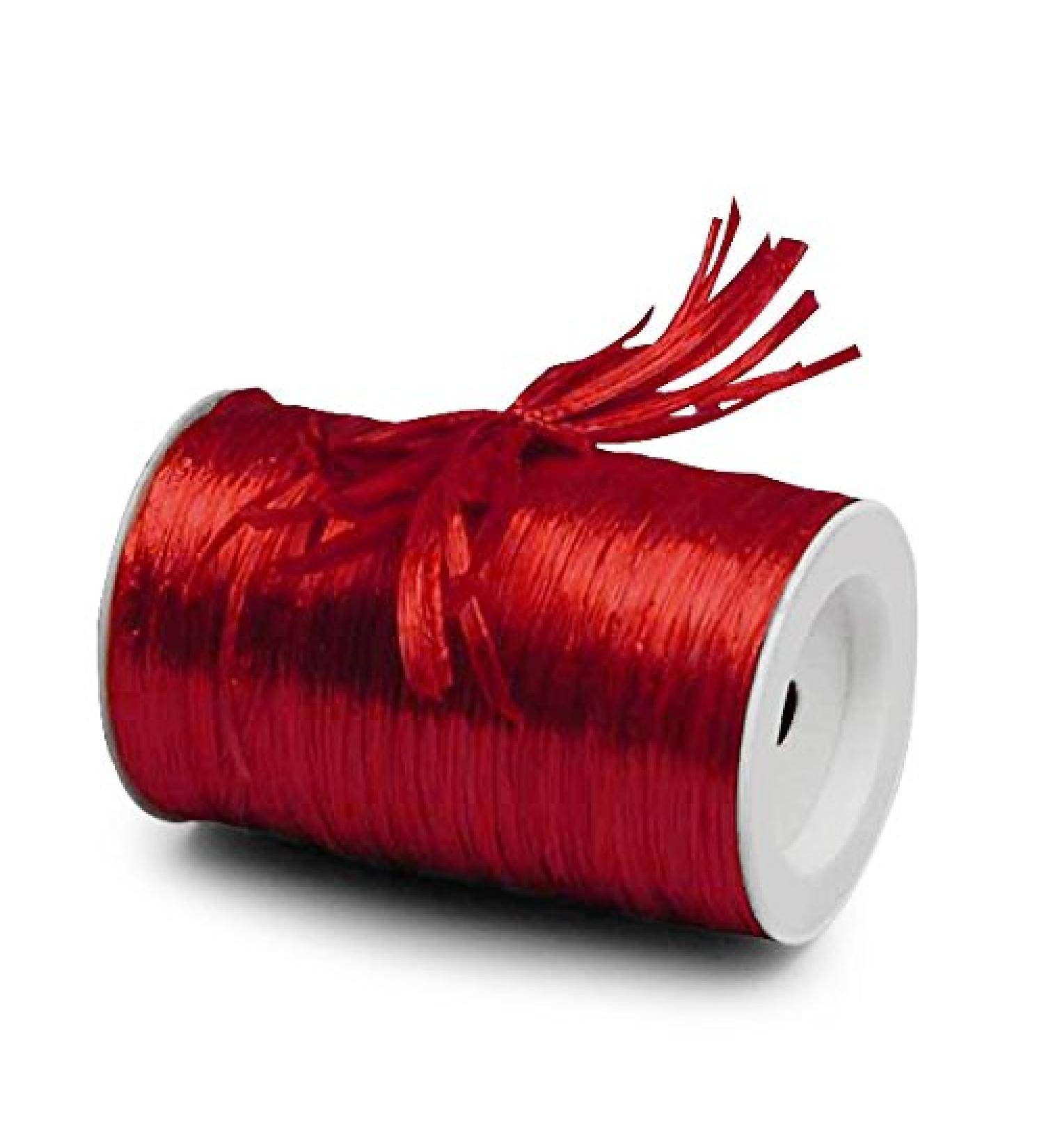 Red Metallic Raffia Ribbon 1/4 X 100 Yards