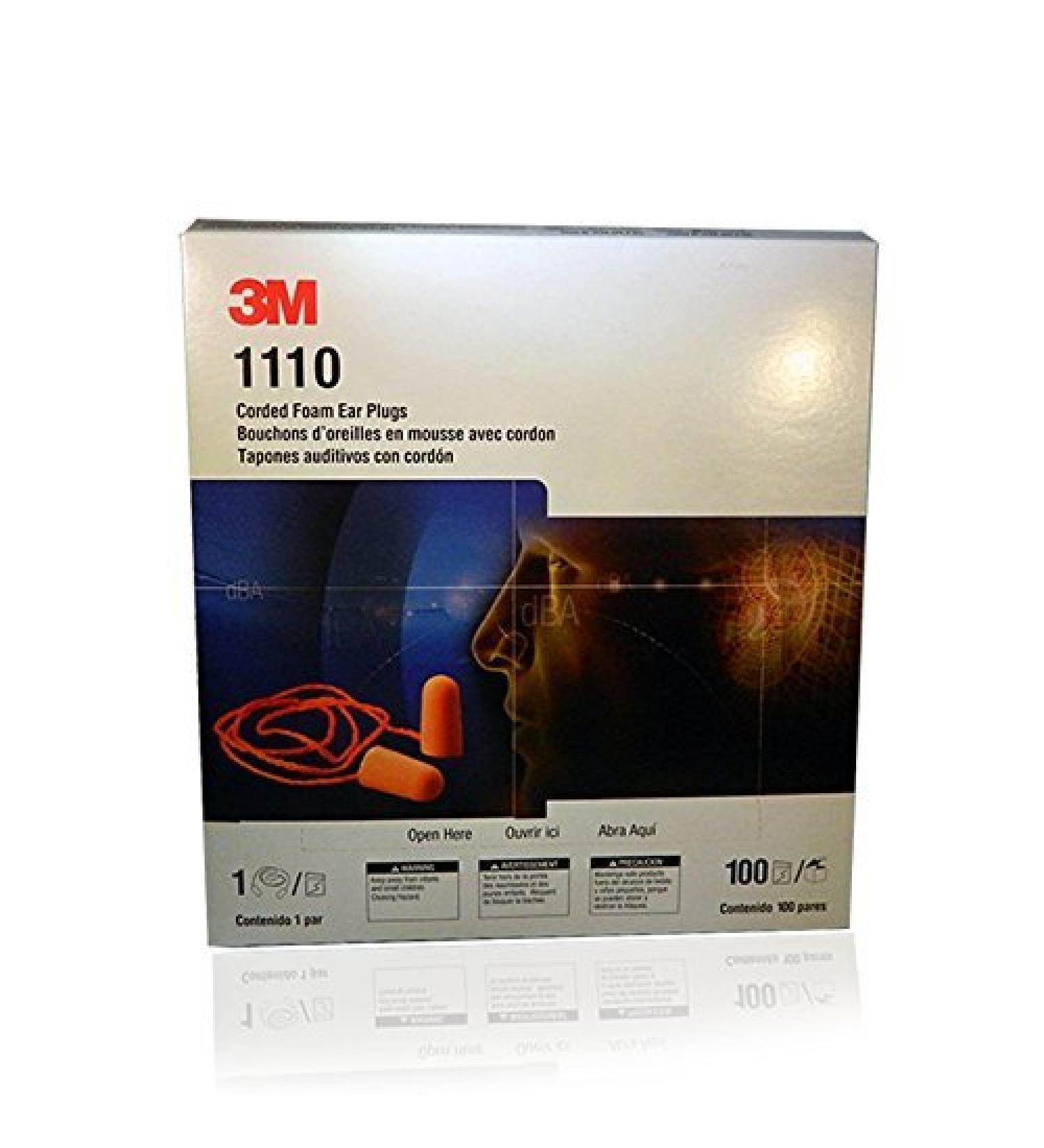 3M 1110 Disposable Foam Ear Plug Noise Reducer Corded earplugs