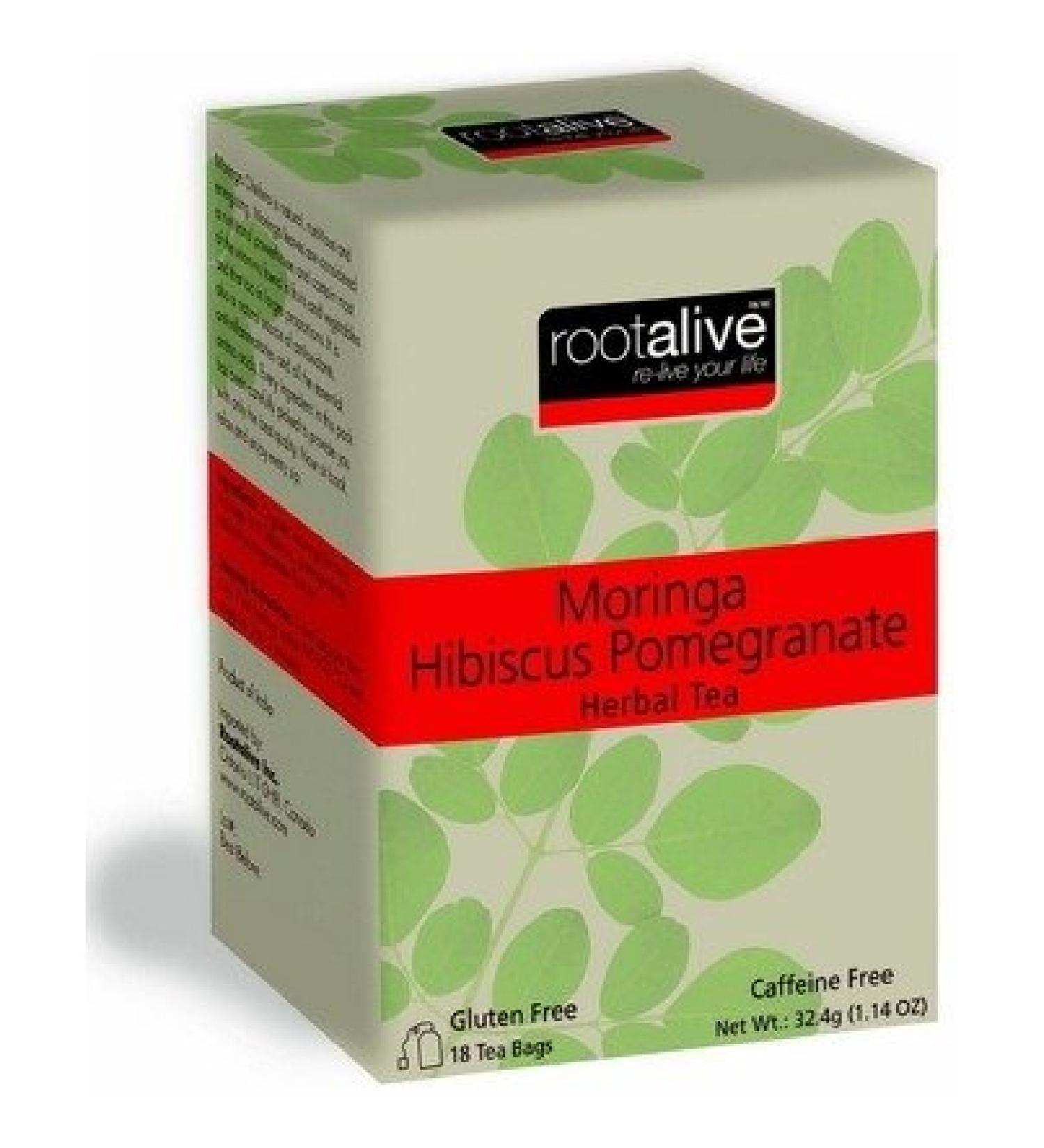 Rootalive Moringa Hibiscus Pomegranate Tea 18-Count