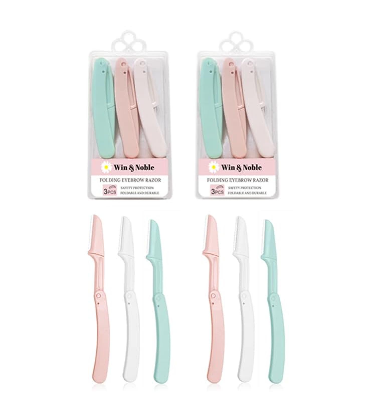 Win & Noble Dermaplane Razor - Facial Hair Remover & Eyebrow Razor - Multi-Purpose Exfoliating Tool - 2 Packs/6Pcs - Painless Dermaplaning for Smooth Skin - Buy Online on GoSupps.com