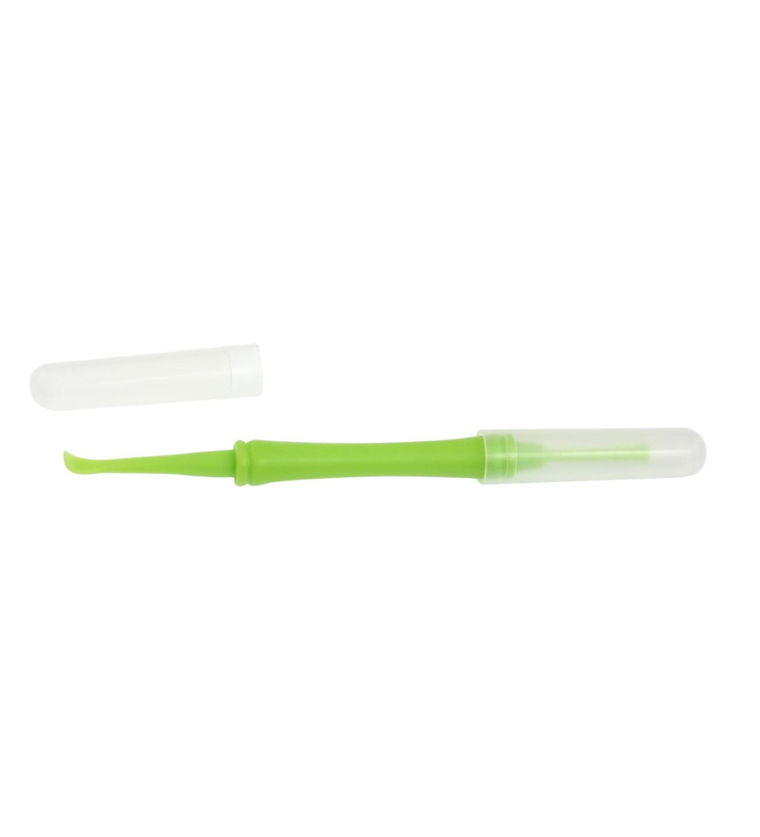 Qtqgoitem Clear Casing Green Plastic Handle Two Way Earpick Ear Wax Remover (Model: 934 1cb 1bf 3a9 dad)