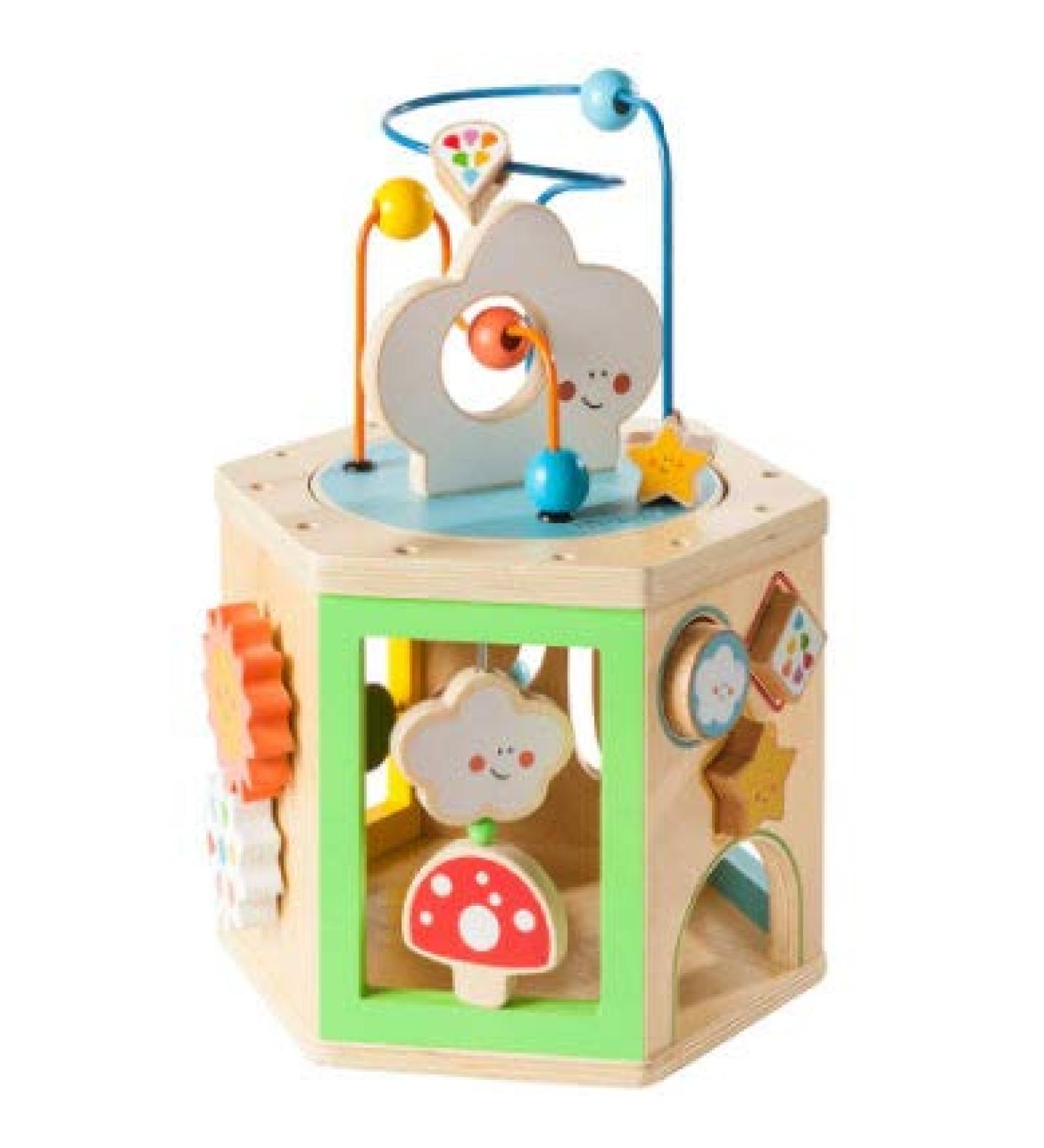 Howa Motoric Toys My Rainbow 6-page motor cubes made of wood with plug-in cubes sliding element motor loop rotating wood details motor cubes from 1 year baby toys 60101