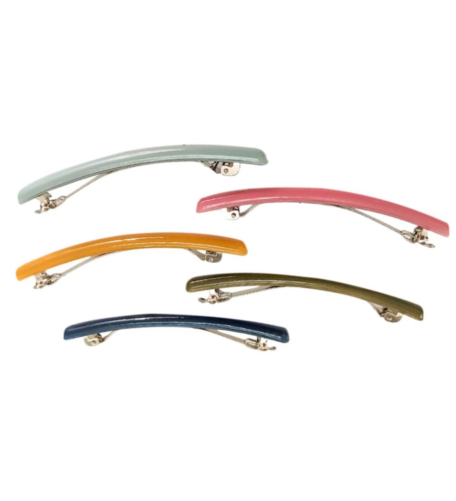 Lurrose 5pcs French Tortoise Hair Clips Automatic Hair Clip for Women Girls (Random Color)