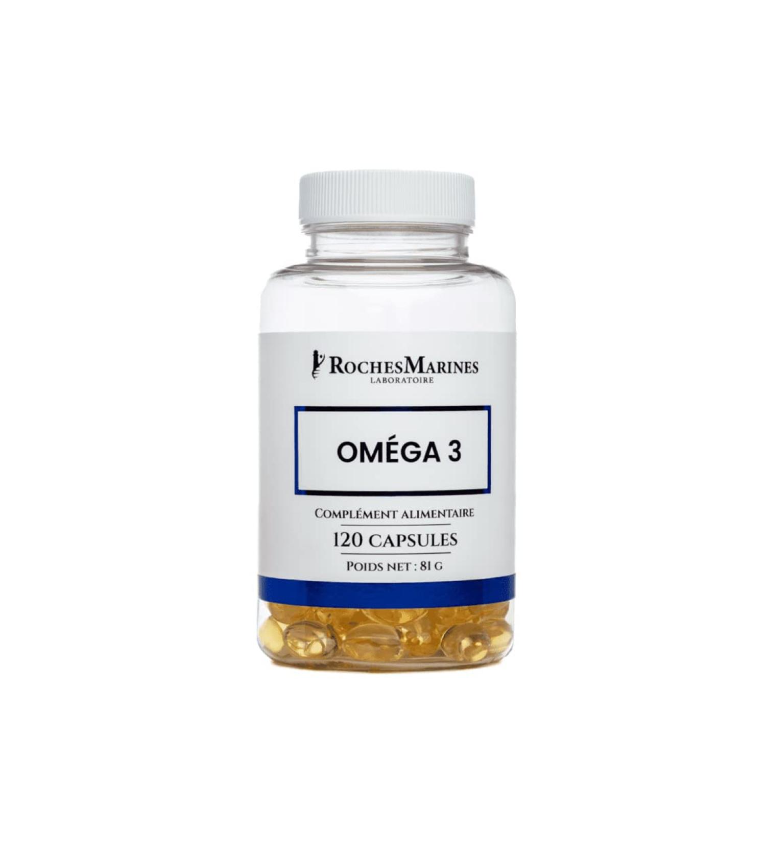 Roches Marines - Omega 3 Dietary Supplement - Good Brain Function - Vision - Cardiovascular Health - 120 Capsules - Developed in France - Buy Online on GoSupps.com