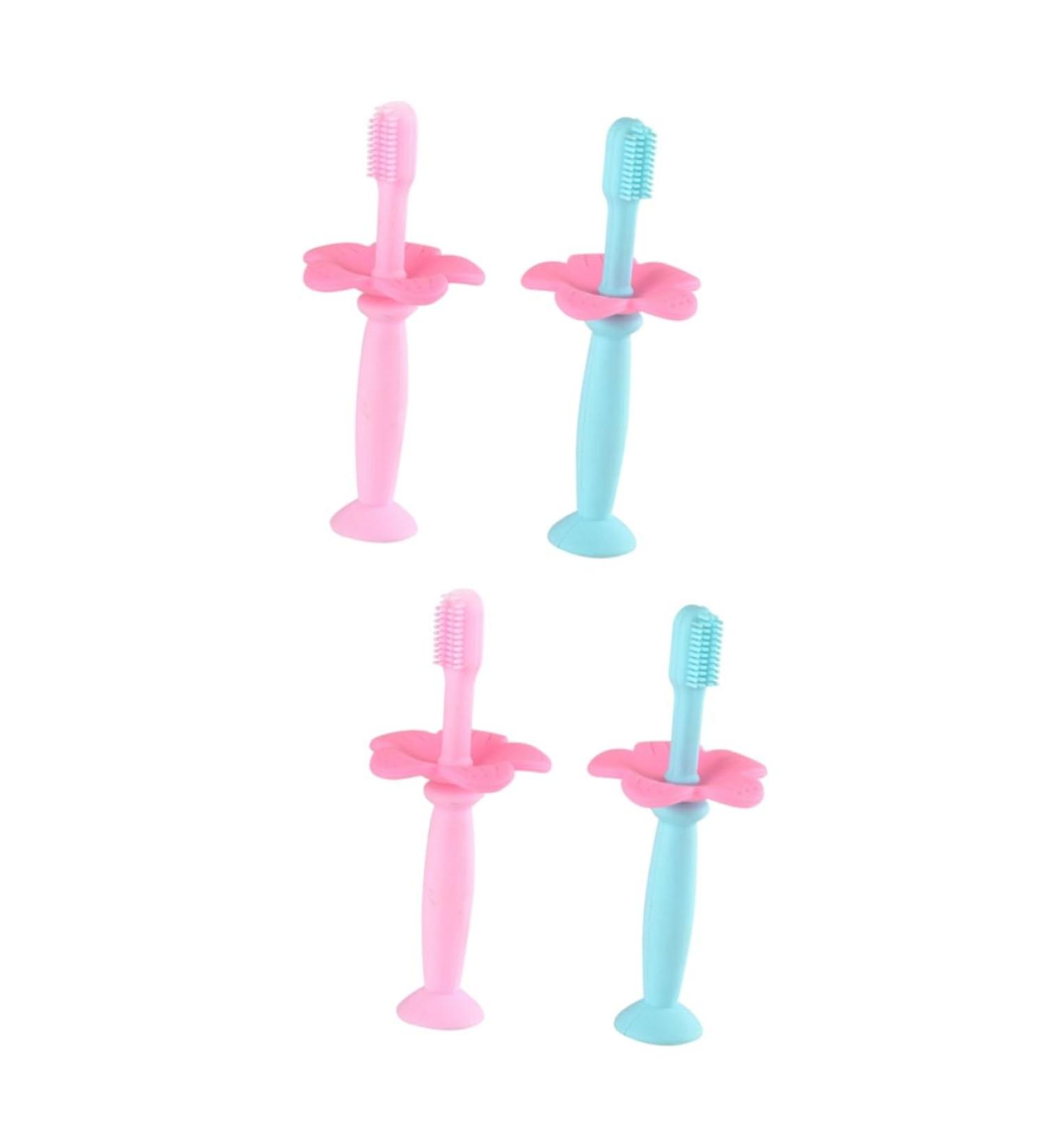 Beavorty 4-Piece Silicone Baby Toothbrush Set | Children s Fingerbrush & Training Toothbrush for Oral Care - Buy Online on GoSupps.com