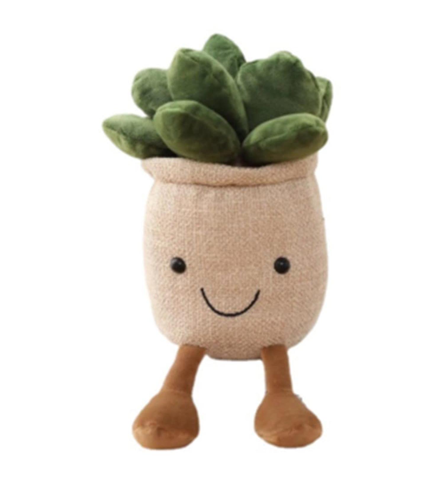 OUKEYI 9.8 inch Succulents Plush Toy Flower Pot | Stuffed Plushie Pillow Decoration | Cute Soft Plants Throw Pillow - Khaki | Christmas Birthday Gift - Buy Online on GoSupps.com