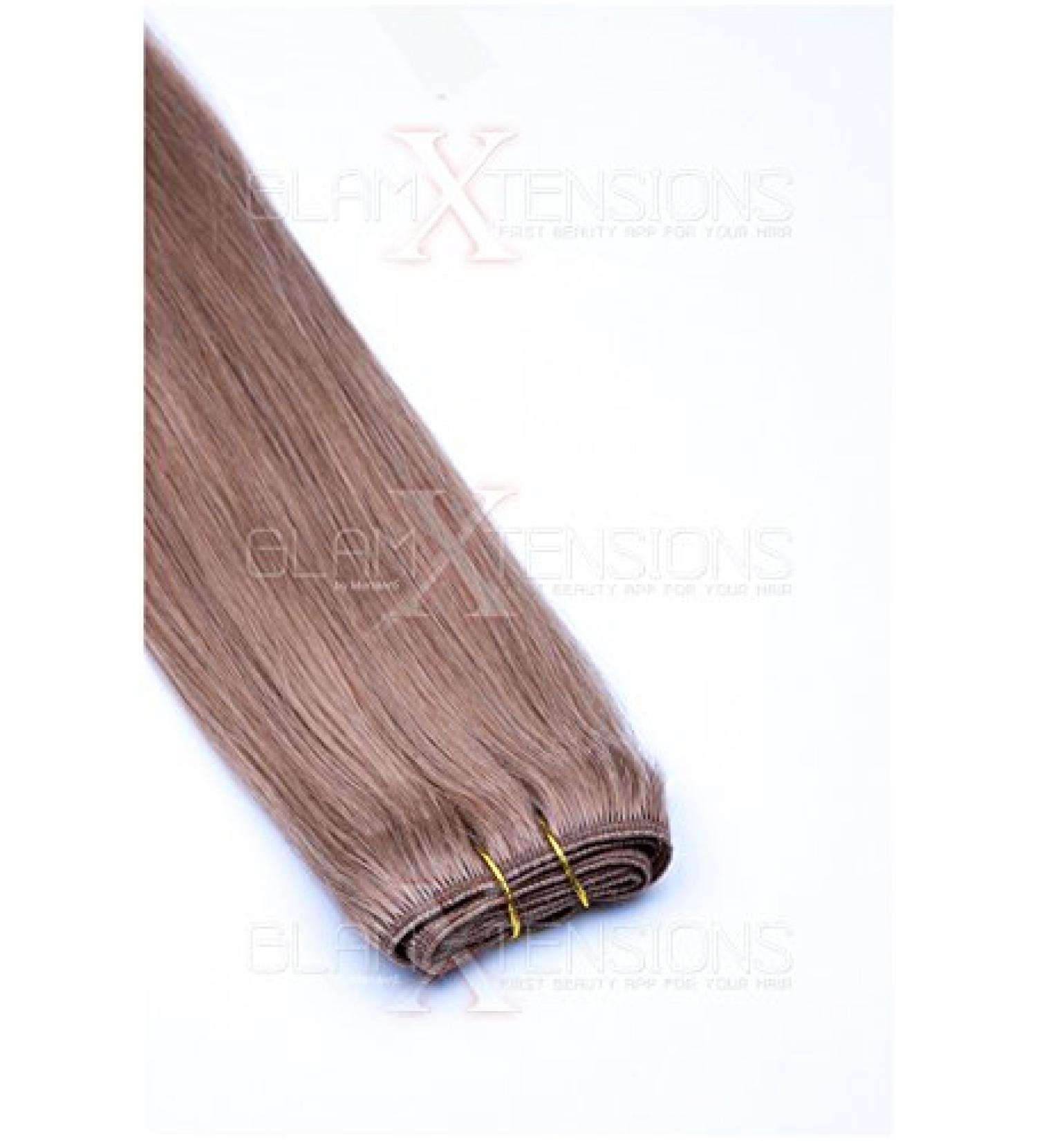 WEFT Extensions Real Hair Tress Glamxtensions smooth 100% Remy Indian real hair Human hair - 70cm in the color #18 Dark blonde - hair extension hair compression to sew on