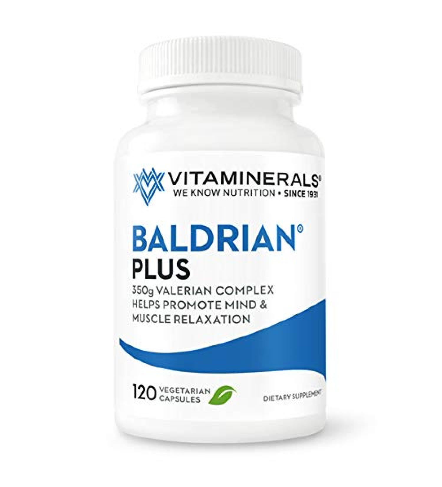 VITAMINERALS Baldrian Plus Valerian Extract - Natural Relaxing Support - Extra Strength 120 Count - Buy Online on GoSupps.com