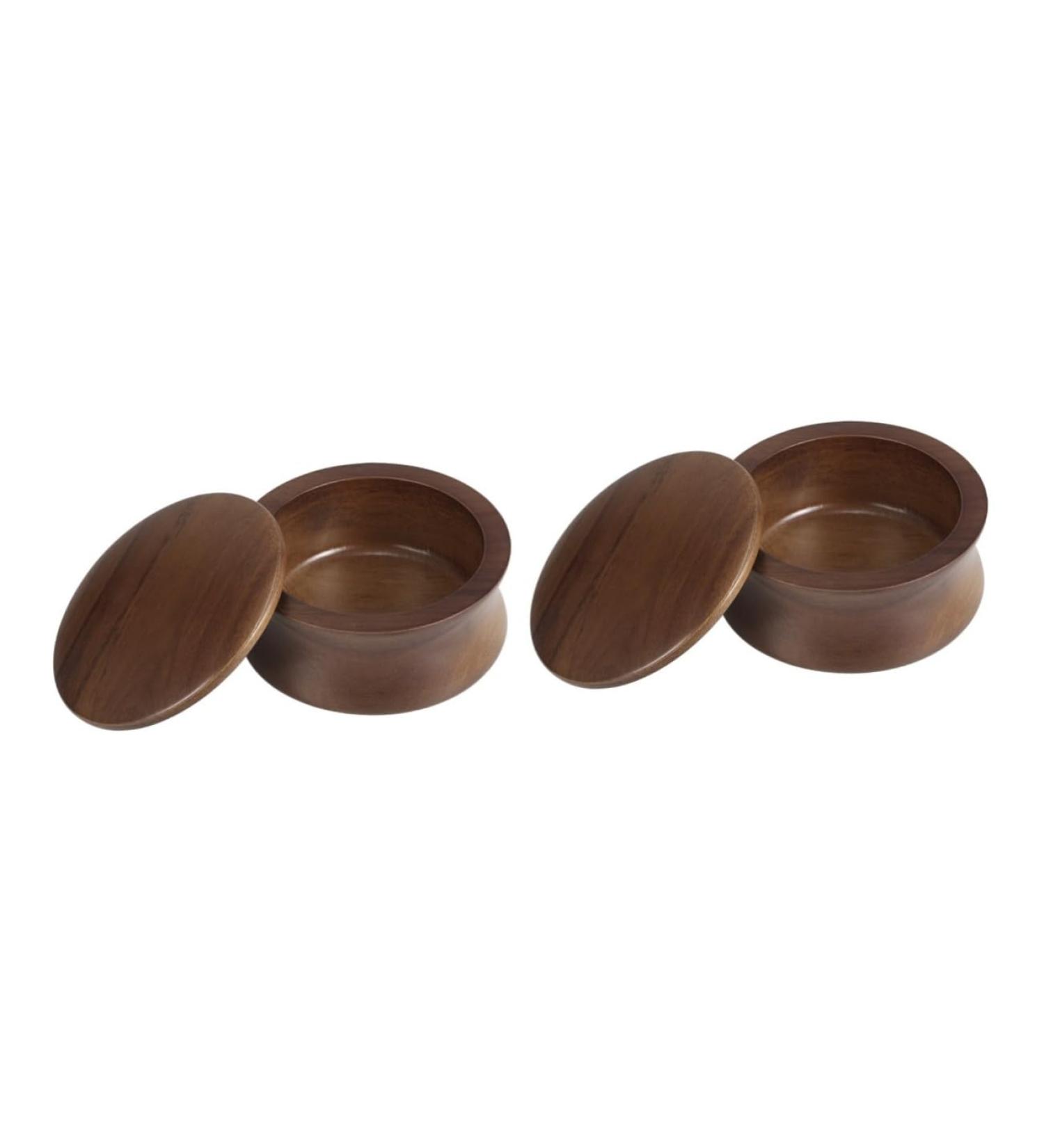 FOMIYES 2pcs Travel Soap Dish Set - Japanese Wooden Bowl for Shaving Soap & Foam - Solid Wood & Bamboo - Perfect Men's Grooming Accessory - Buy Online on GoSupps.com