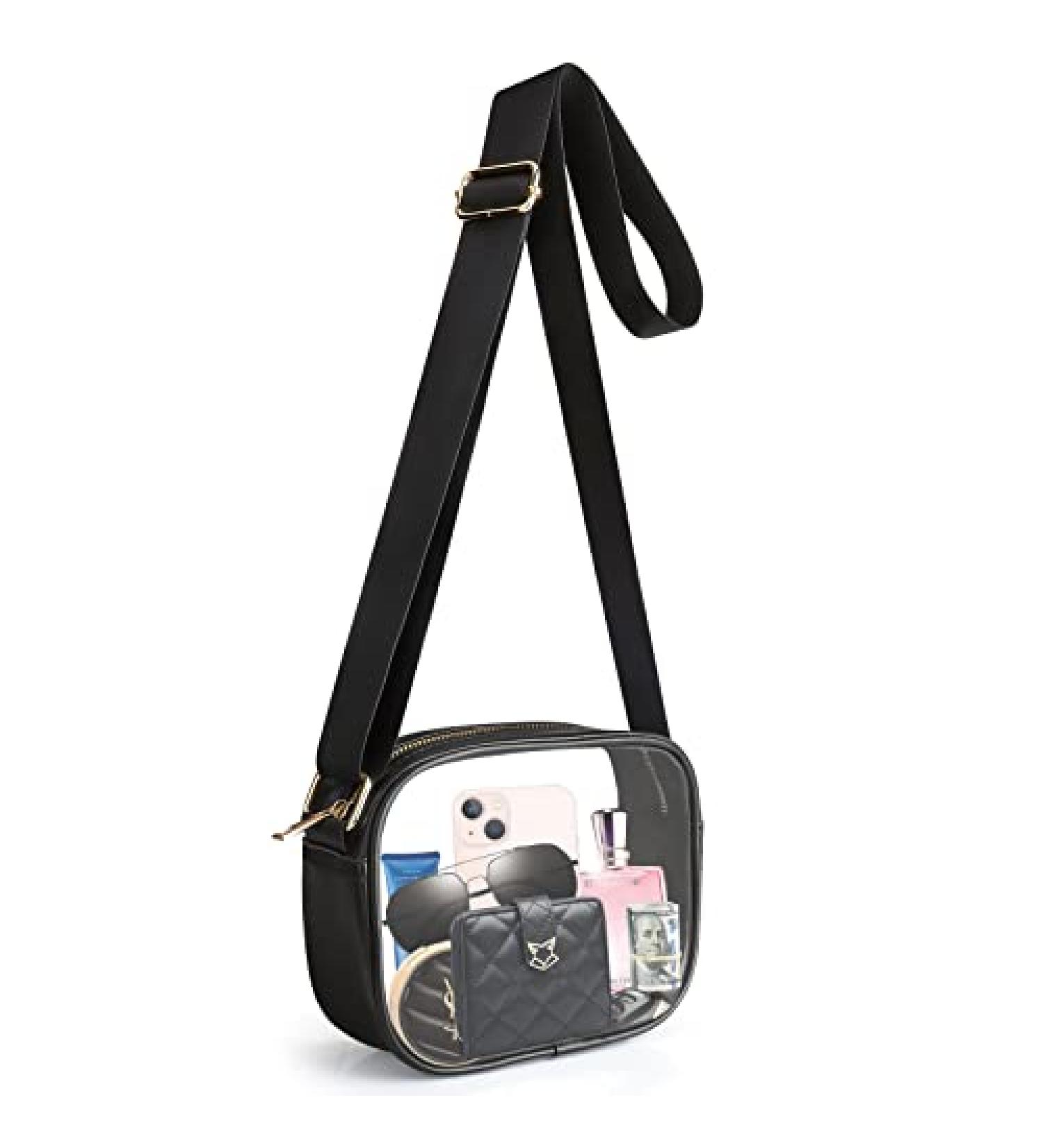 Stadium Approved Clear Crossbody Bag - Black | Ideal for Concerts, Sports Events & Festivals - Buy Online on GoSupps.com