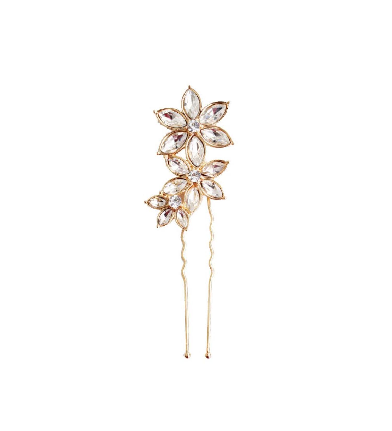 u shaped hairpin U Shaped Flower Hair Accessories wedding hairpin Rhinestone Crystal Headpiece rhinestone hair clip diamond bridal hairpins alloy hairpin flower hairpin bride Hanfu - Buy Online on GoSupps.com