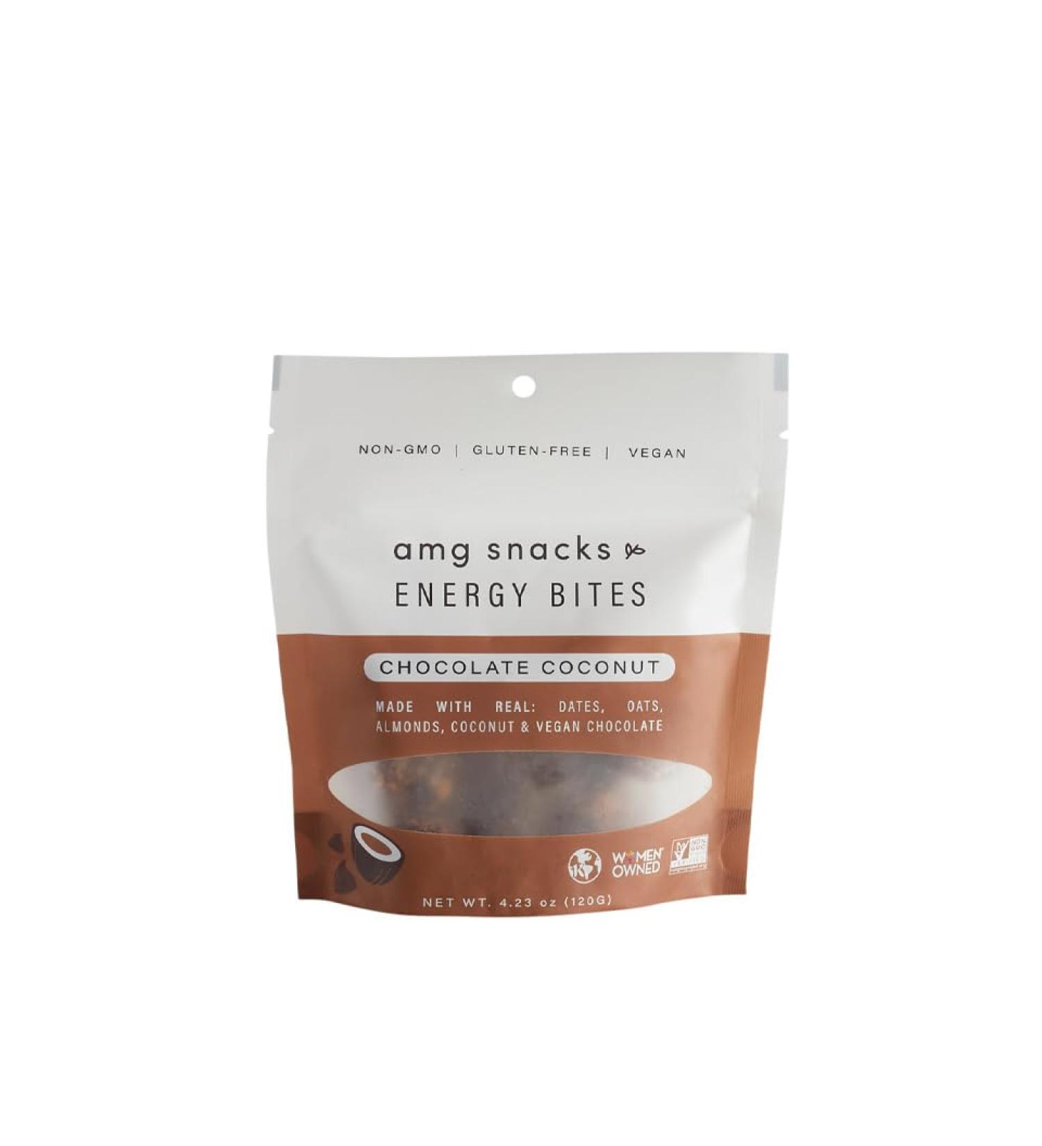 AMG Snacks Chocolate Coconut Energy Bites 4.3 Ounces Pack of 3 Non GMO Gluten Free Vegan Made with All Natural Ingredients - Buy Online on GoSupps.com