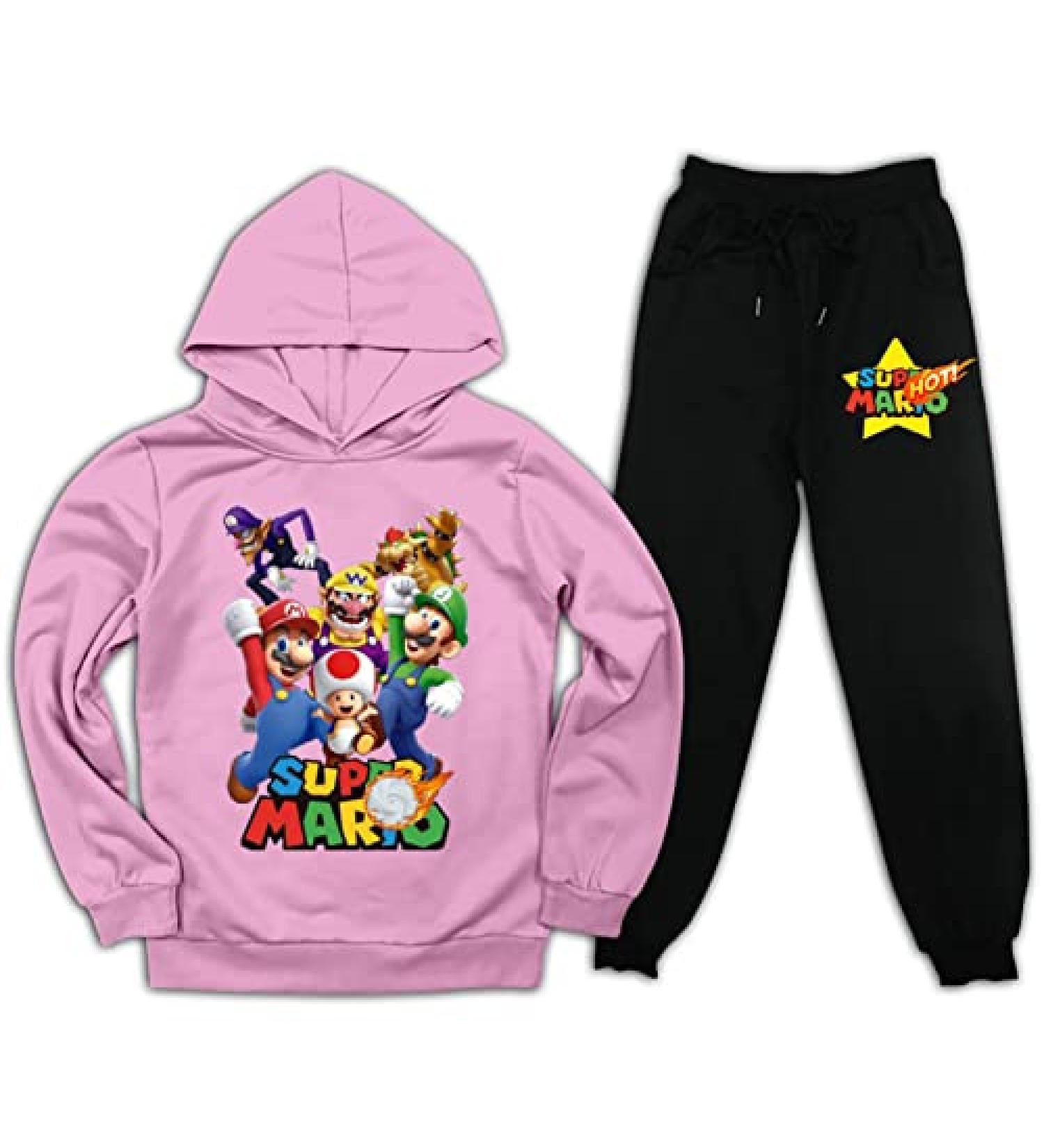 Kids 2 Piece Jogging Tracksuit Set in Pink and Black - Pullover Hoodie and Sweatpants for Boys and Girls - Buy Online on GoSupps.com