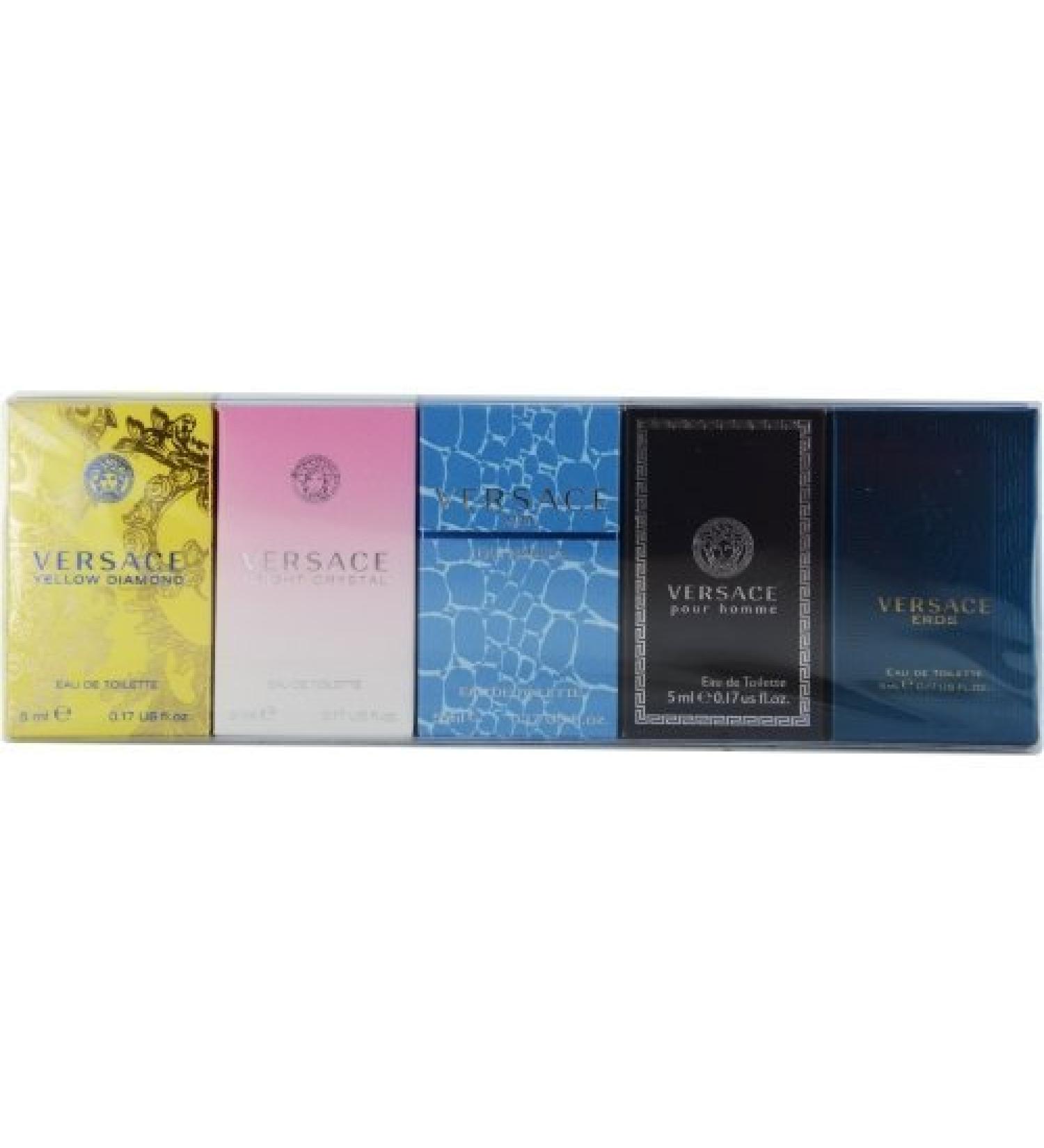 Versace Variety By Gianni Versace 5 Piece Unisex Mini Variety With Man Eau Fraiche & Signature & Bright Crystal & Yellow Diamonds & Eros And All Are Edt .17 Oz Minis