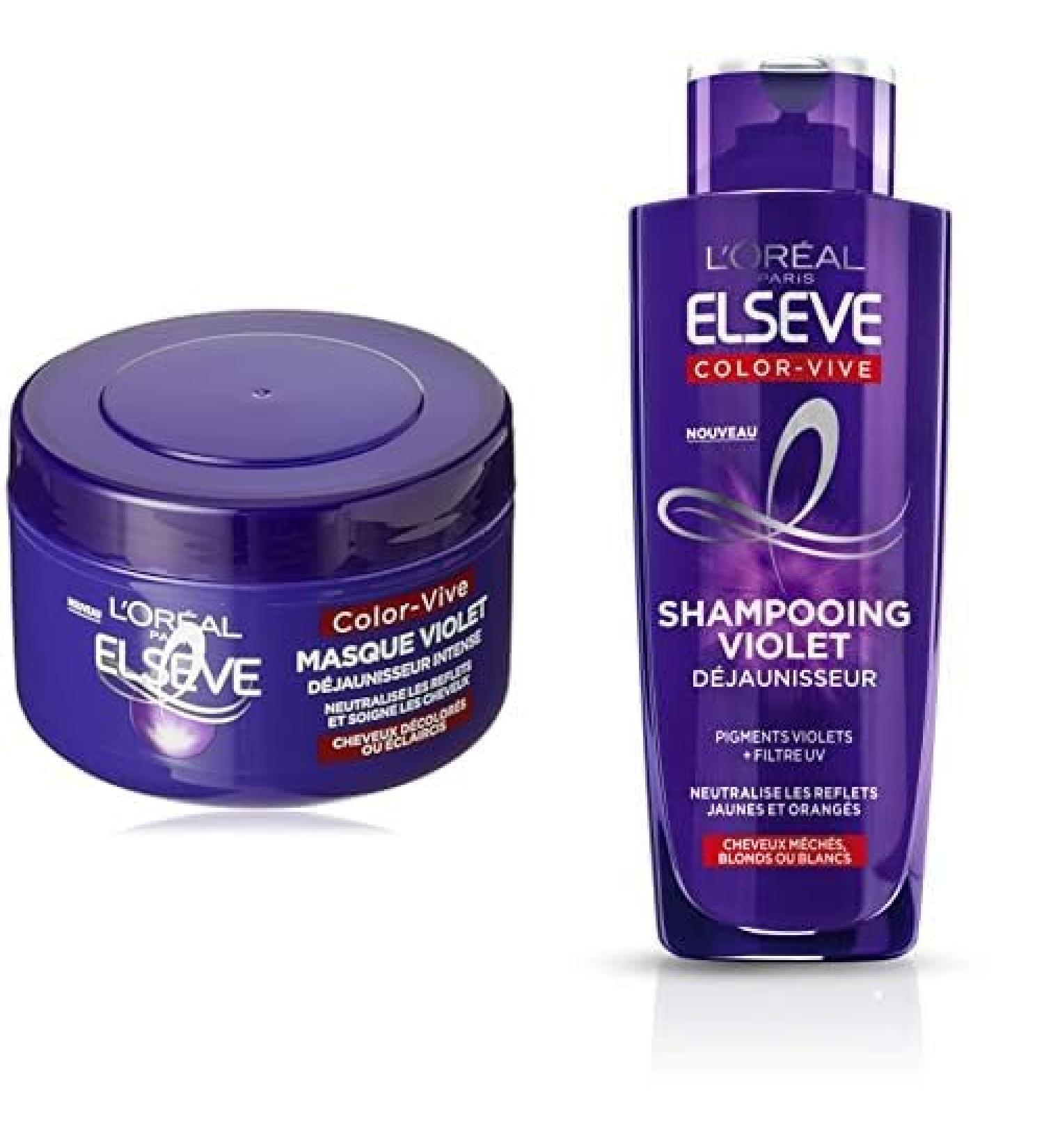  L'OR AL L'Or al Paris - Elseve Color-Vive - 250ml Violet Intense Deyellowing Mask for Bleached/Lightened Hair & Shampoo - For Blonde or White Hair - 200ml - Buy Online on GoSupps.com