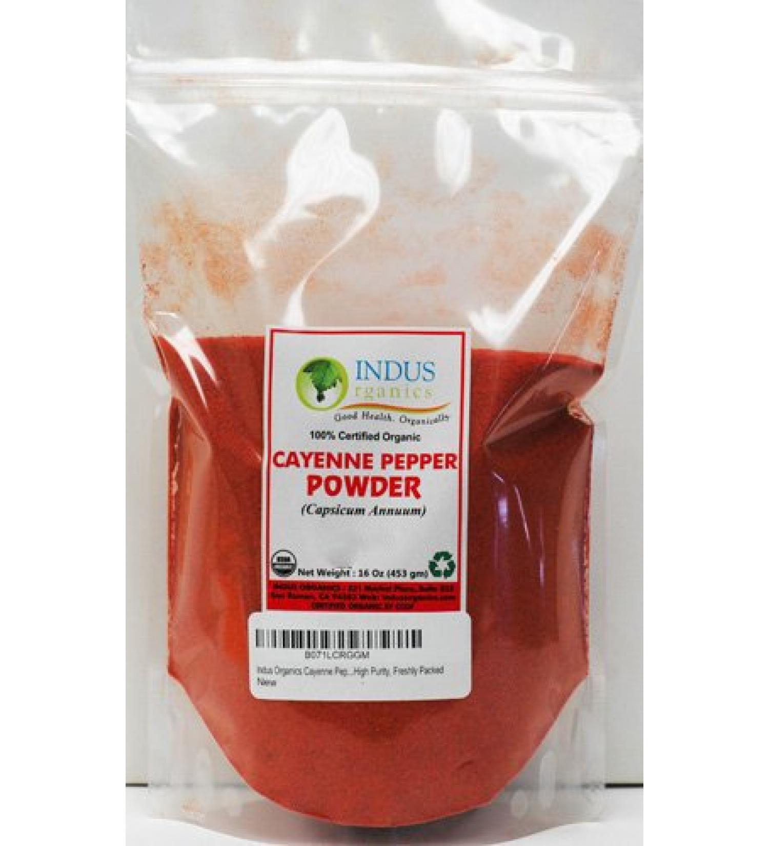 Indus Organics Cayenne Pepper Powder (40,000 SHU) 1 Lb Bag - Premium Grade, Steam Sterilized, High Purity - Freshly Packed - 1 Pound - Buy Online on GoSupps.com