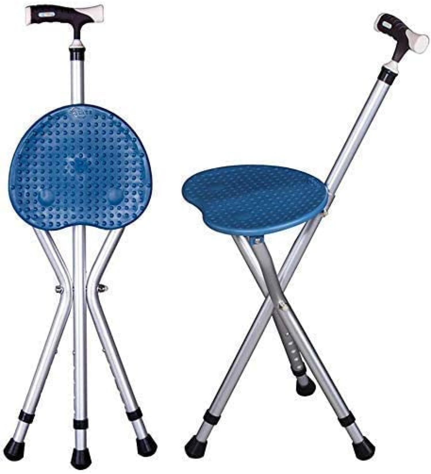 Adjustable Crutches Folding Seat Cane Aluminium Switch Sticks Three Legged Seat Stick Blue Crutches - Buy Online on GoSupps.com