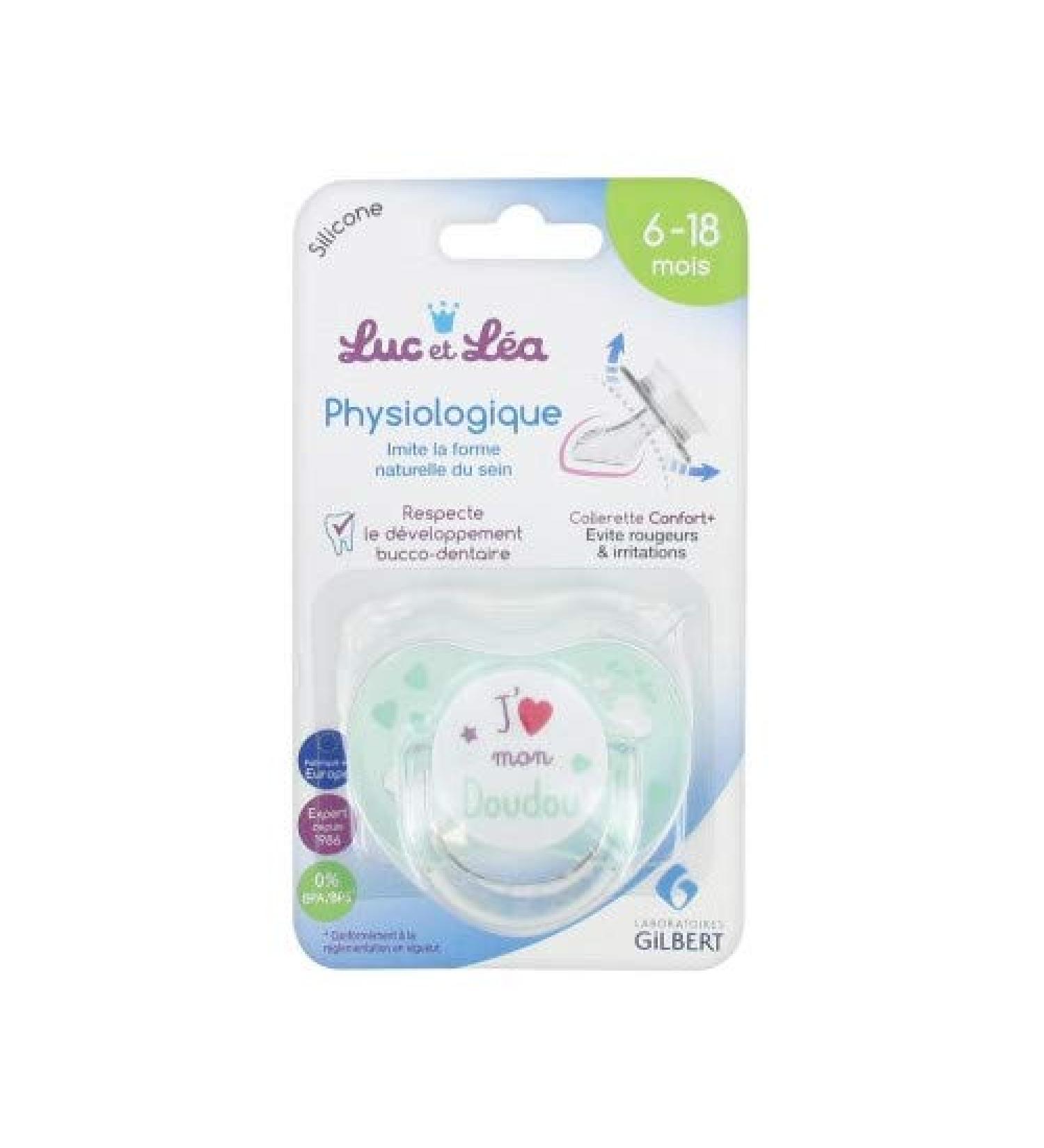 Luc et L a Physiological silicone pacifier with ring 6-18 months I love my comforter
