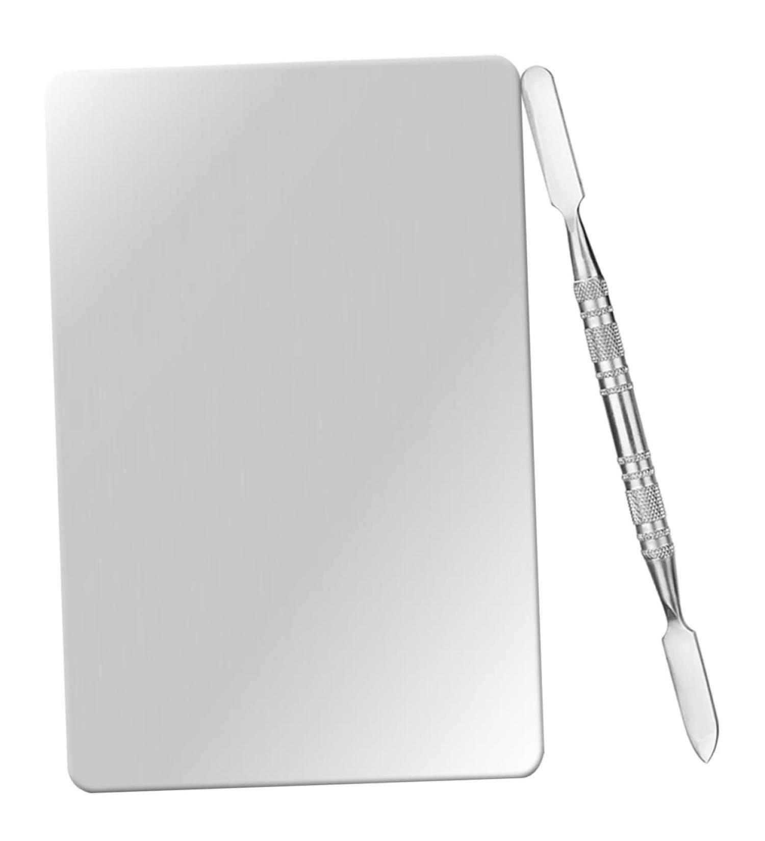 Palette de Maquillage Professionnelle Acier Inoxydable avec Spatule Plateau M langeur pour Fond de Teint Pigments et Ongles Facile Nettoyer et R utilisable - Buy Online on GoSupps.com