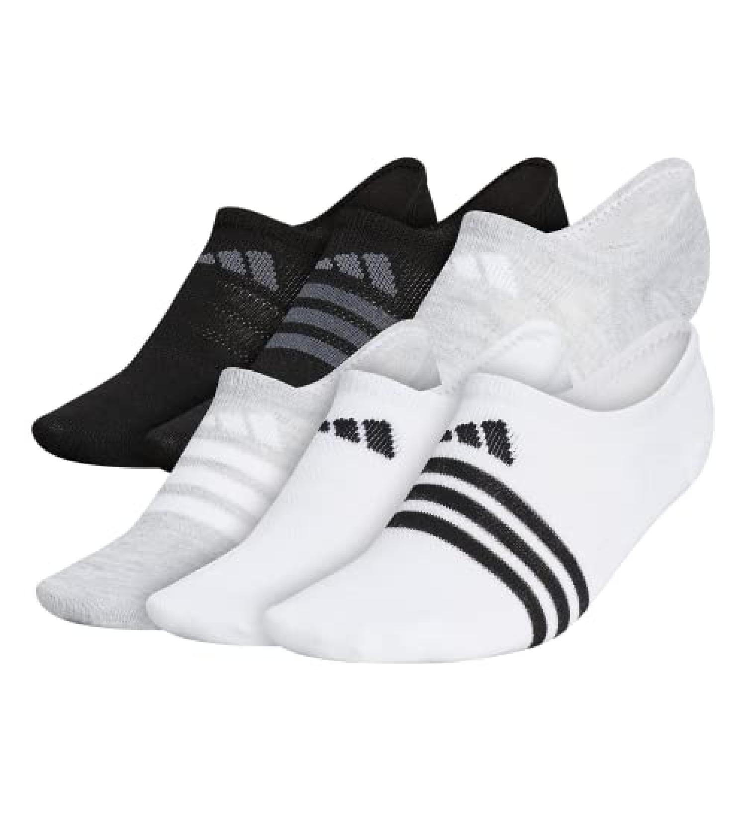 adidas Women's Superlite Super No Show Socks (6-Pack) - White/Cool Light Heather/Black, Medium Size - Buy Online on GoSupps.com