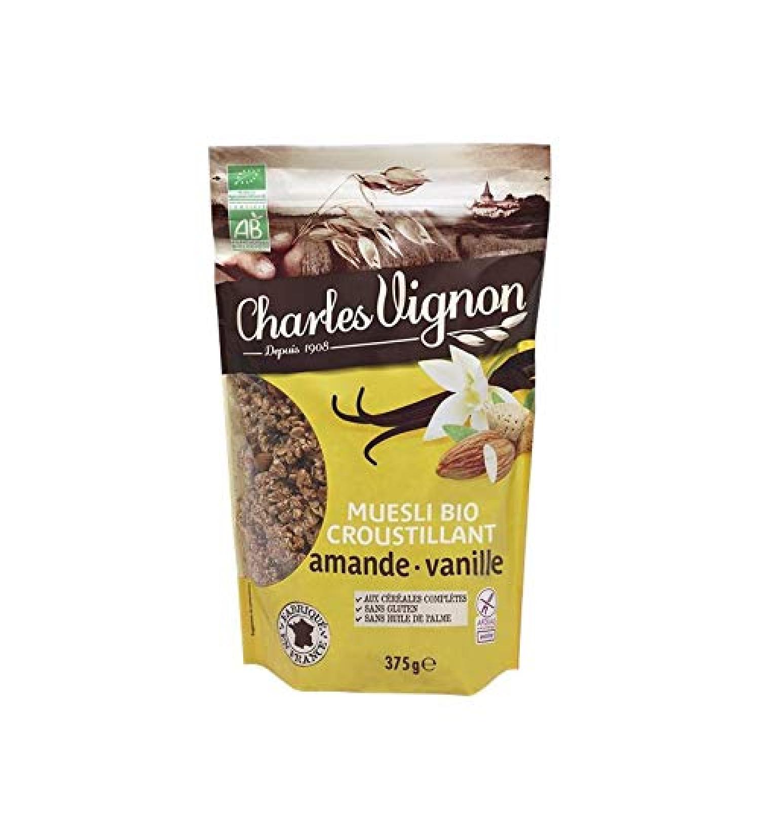 CHARLES VIGNON - Charles Vignon Muesli Bio Croustillant Amande Vanille Sans Gluten 375G - Lot De 3