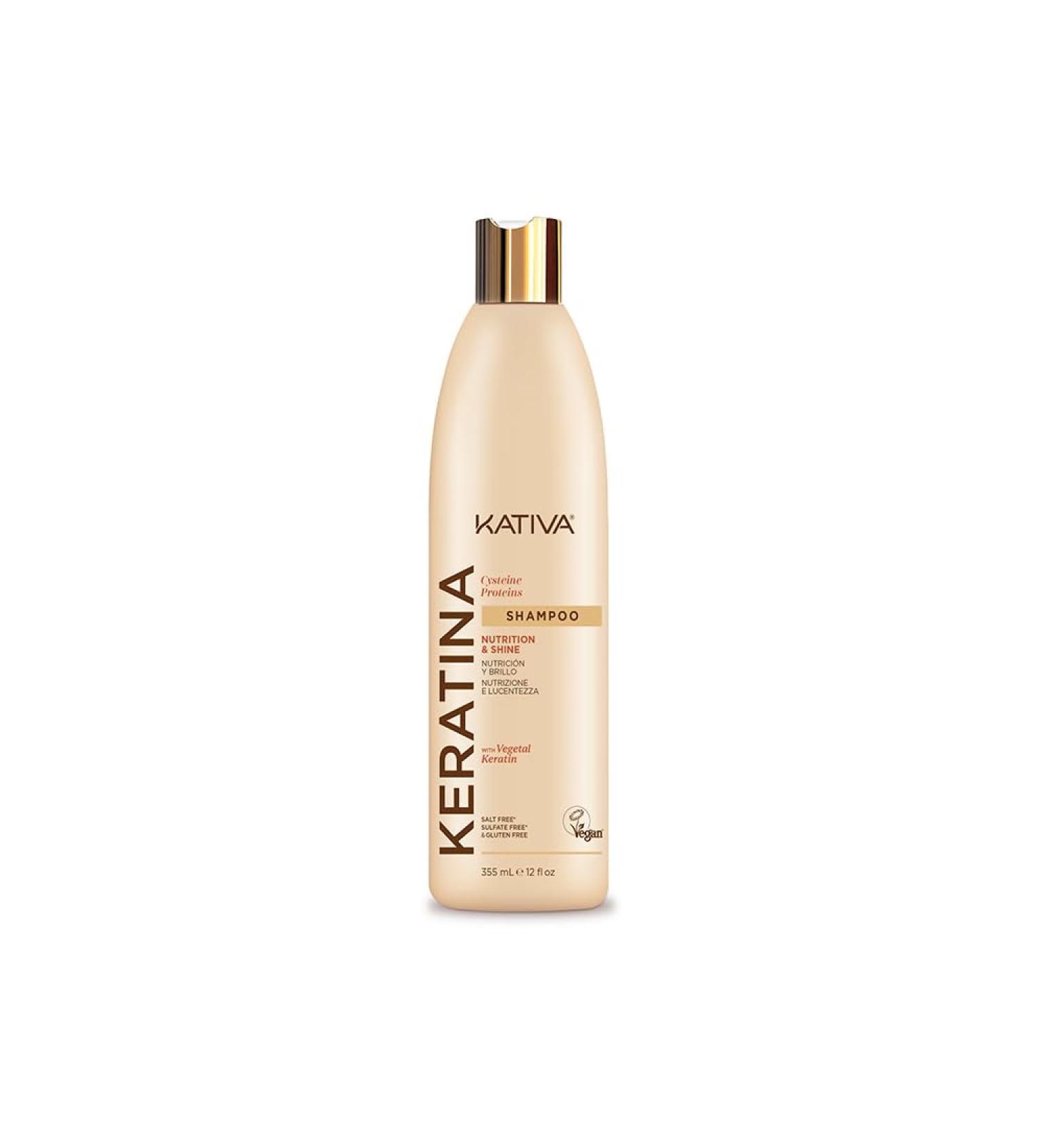  KATIVA KATIVA Keratin CYSTEIN PROT Shampoo 355 ml | Plant keratin cysteine proteins: regenerate and strengthen the hair strand from root to tip | Increases hair strength - Buy Online on GoSupps.com