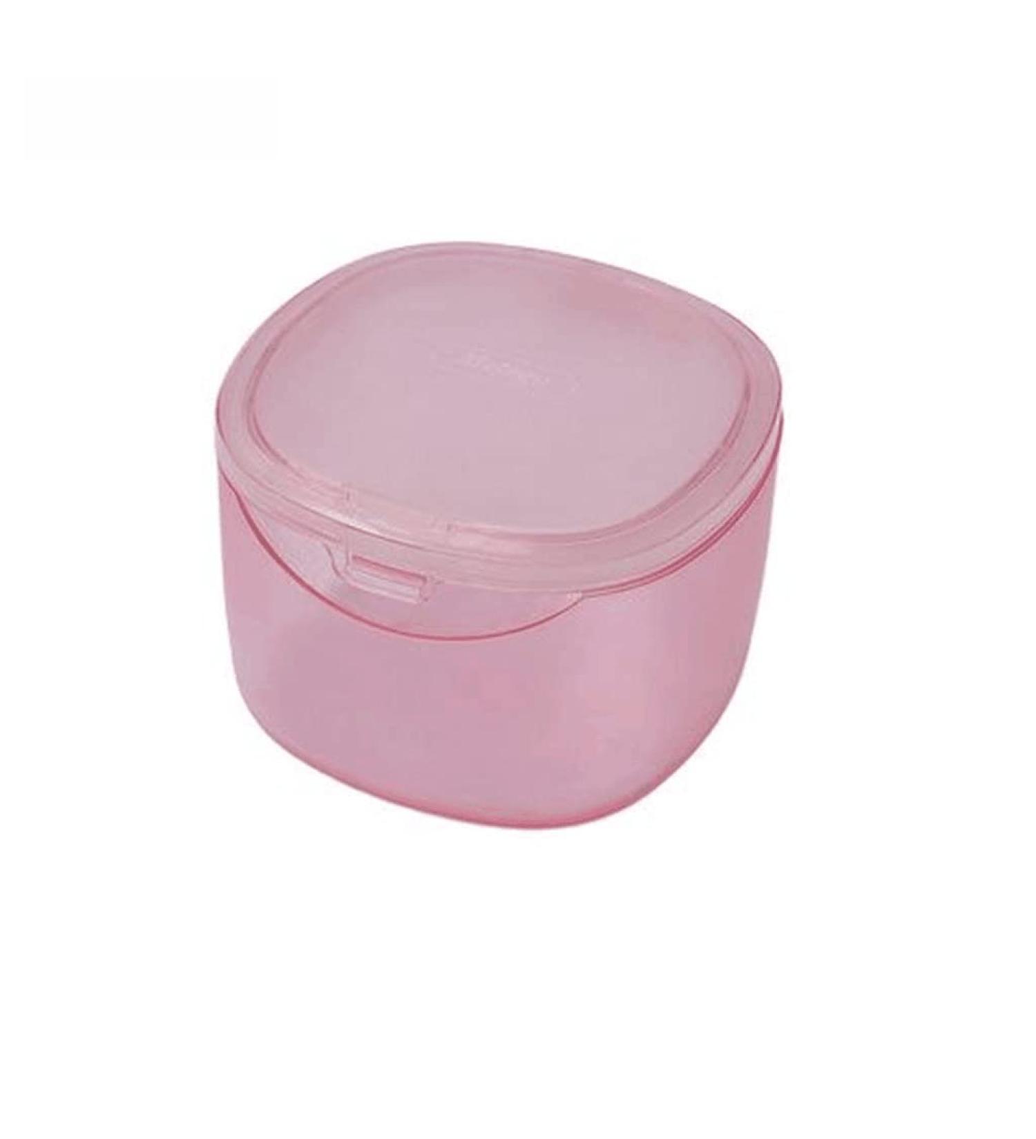 Denture Case with Strainer & Brush | Retainer Cleaning Box & Cup Set - Pink - Buy Online on GoSupps.com
