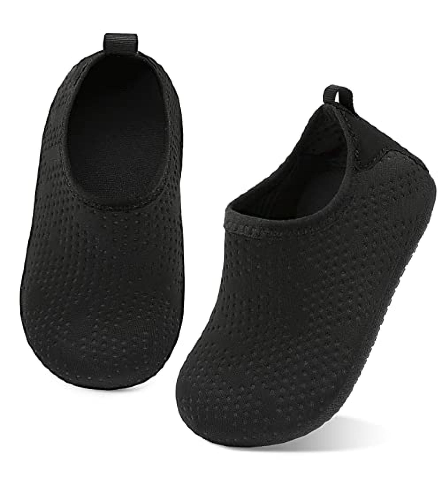 Leisfit Toddler Water Shoes - Baby Aqua Socks Non-Slip Beach Shoes - 7 Toddler All Black - Buy Online on GoSupps.com
