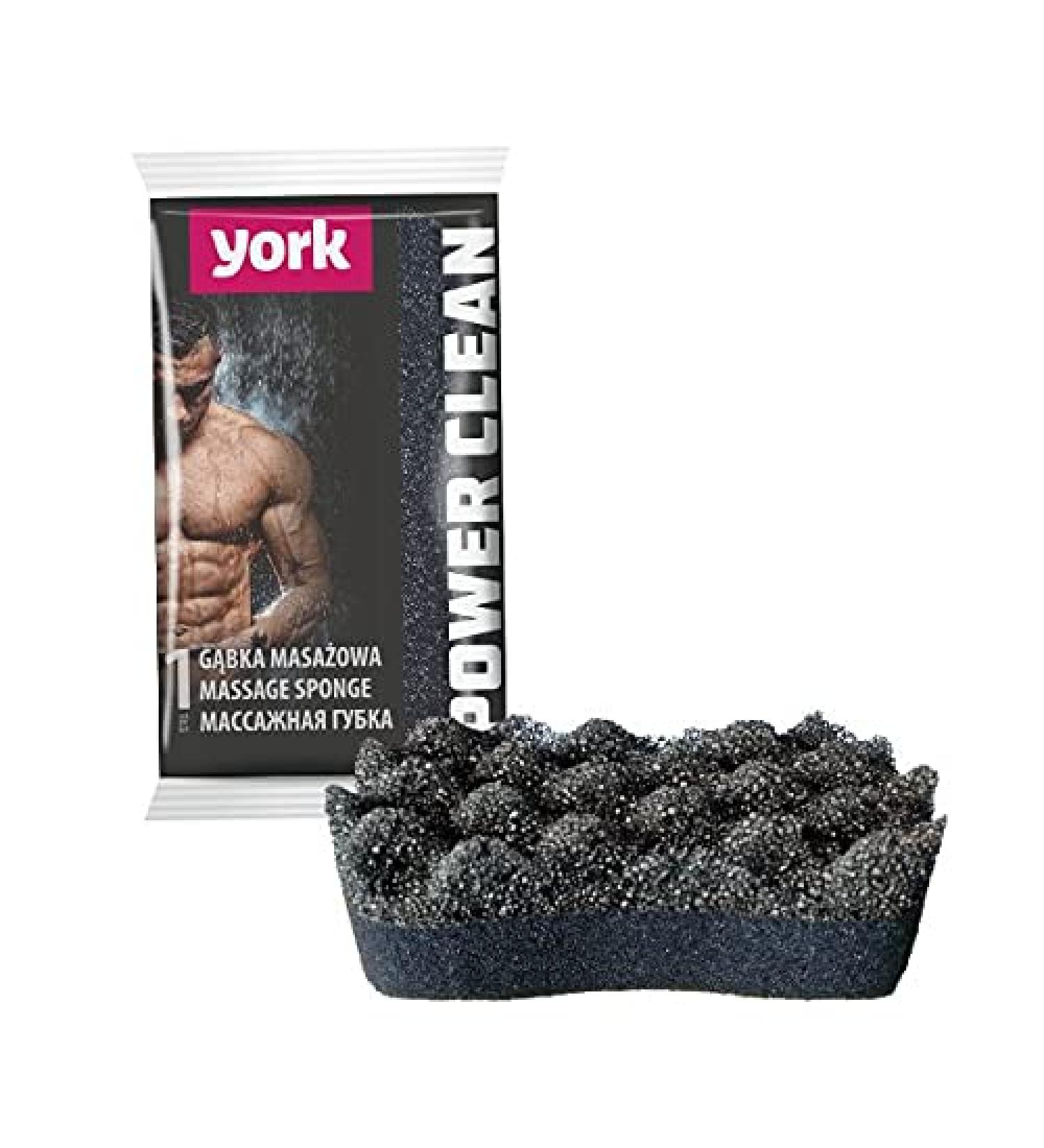 York massage sponge (black) - shower sponge for men - double -layer bathing sponge - ergonomic full body sponge - ideal for home spa