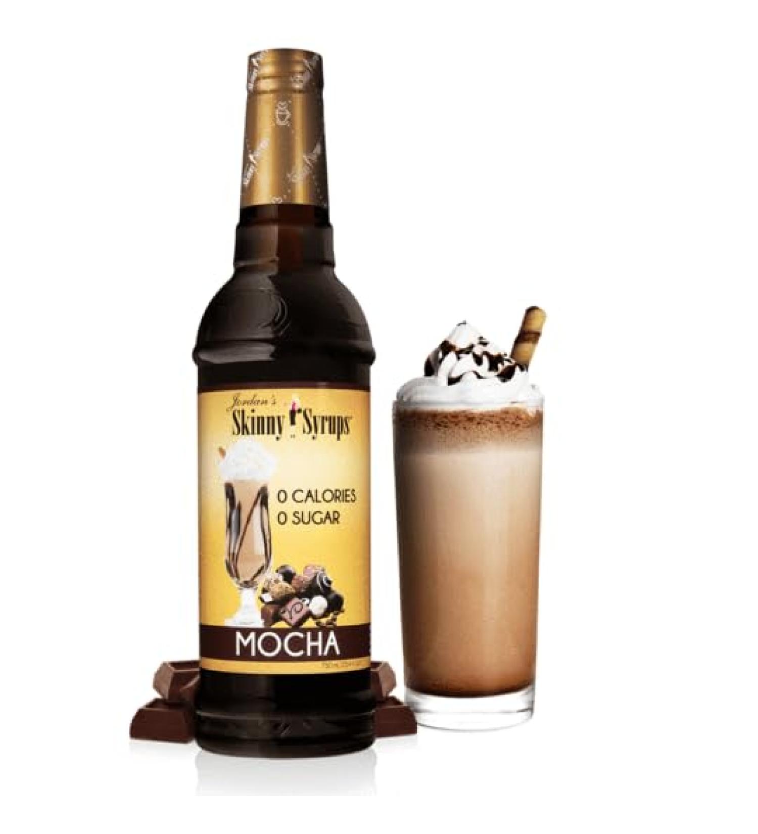 Jordan's Skinny Syrups Sugar Free Coffee Syrup Mocha Flavor Drink Mix Zero Calorie Flavoring for Chai Latte Protein Shake Food & More Gluten Free Keto Friendly 750mL - Buy Online on GoSupps.com