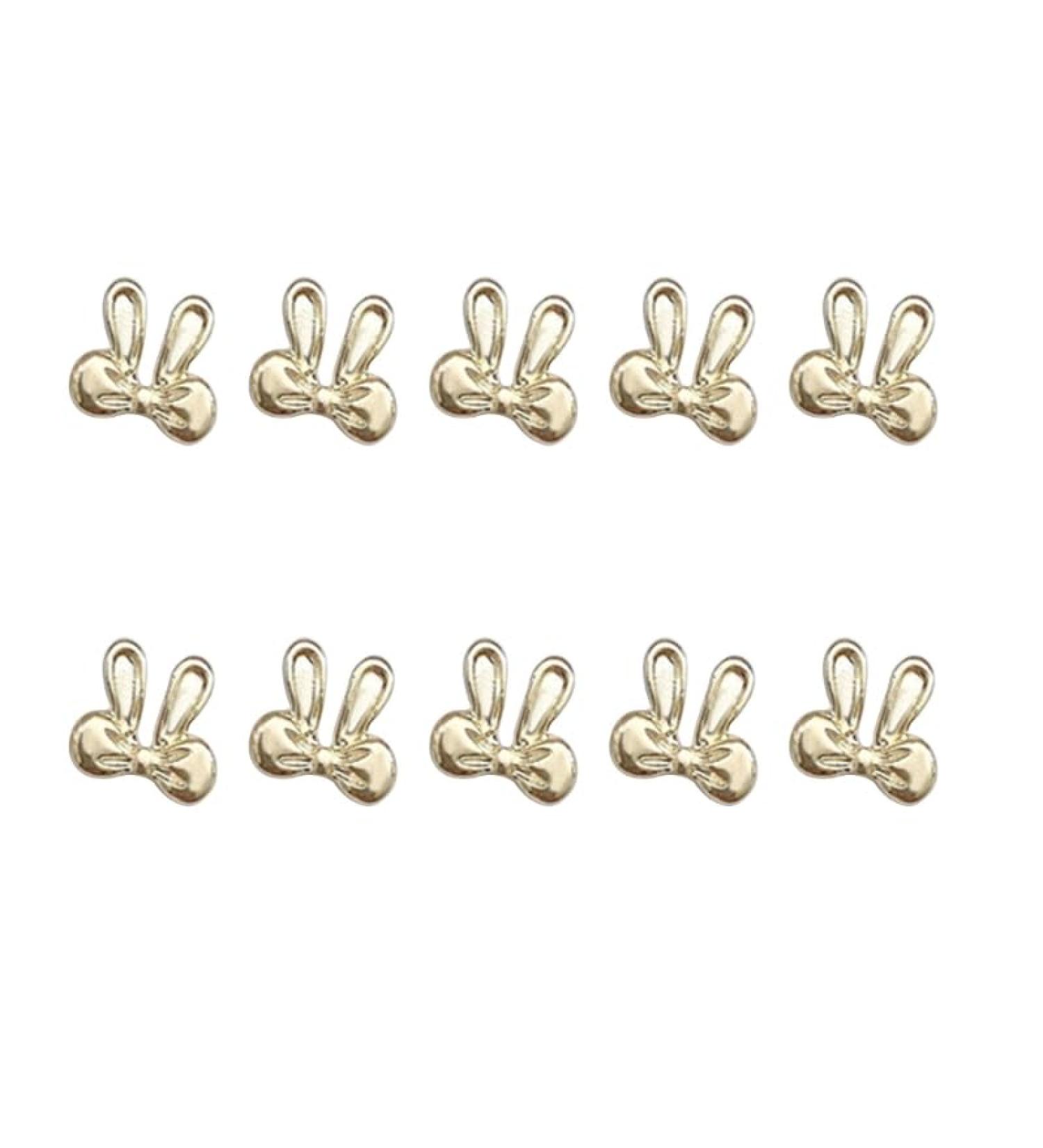 10Pieces Gold/Silver 3D Punk Metal Nail Studs Bows Rabbit Ribbon Nail Rivet Gems Nail Art Jewels For Nail Art Designs Nail Art Jewels 16 Cute Rabbit Ears - Buy Online on GoSupps.com
